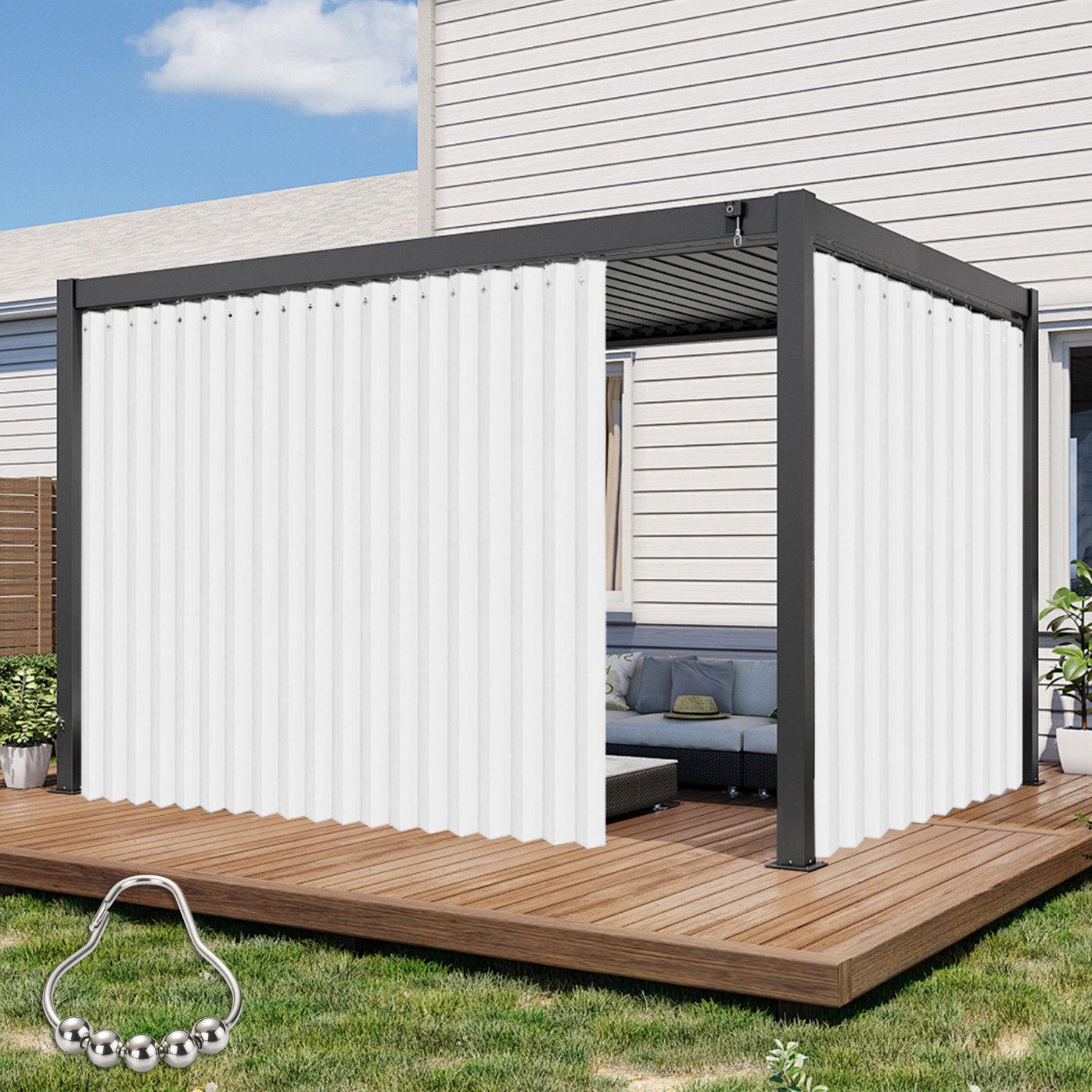 LMaxhome Türvorhang Wandteiler Raumteiler Vorhang Breite 254 cm Sichtschutz für Wohnzimmer (1 St), blickdicht, Oxford-Gewebe, Türgardine mit Häkchen Verdunkelung für Fenster Schlafzimmer Trennwand