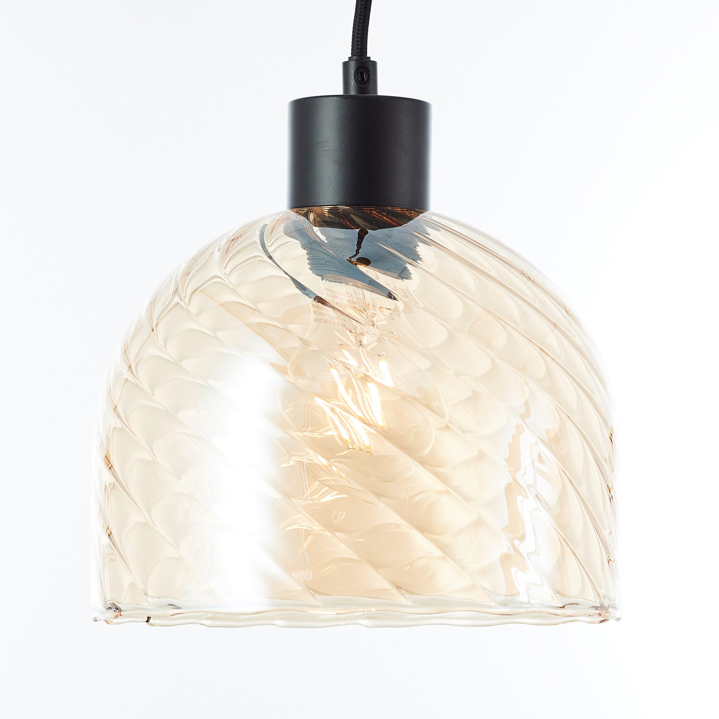 Brilliant Pendelleuchte Casto, ohne Leuchtmittel, 150 x 30 x 94 cm, 6 x E27-Fassung, kürzbar, bernsteinfarbene Gläser