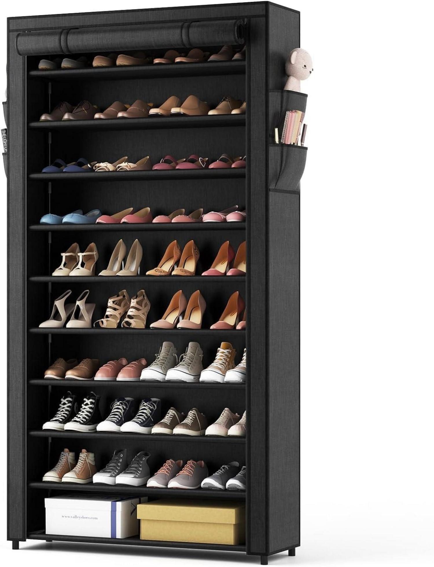 Vicye Schuhabtropfschale Schuhschrank 10 Ebenen Schwarz günstig online kaufen