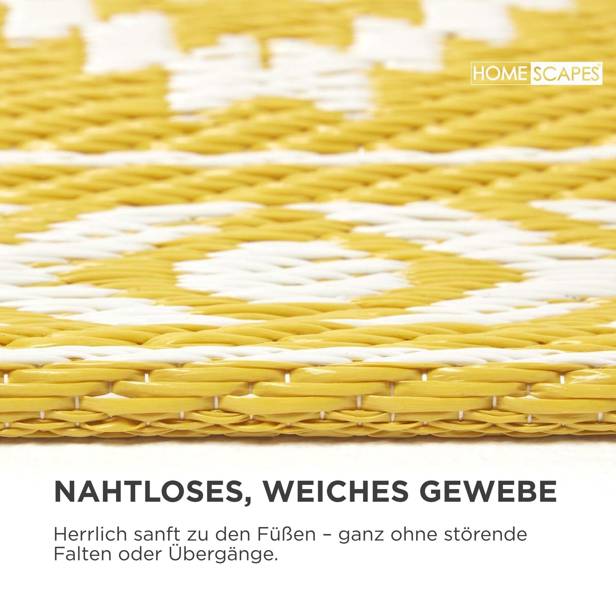 Homescapes Outdoorteppich Outdoor-Teppich Anna aus Polypropylen, senfgelb gemustert,120 x 180 cm, rechteckig, Höhe: 20 mm – Bild 3 von 5