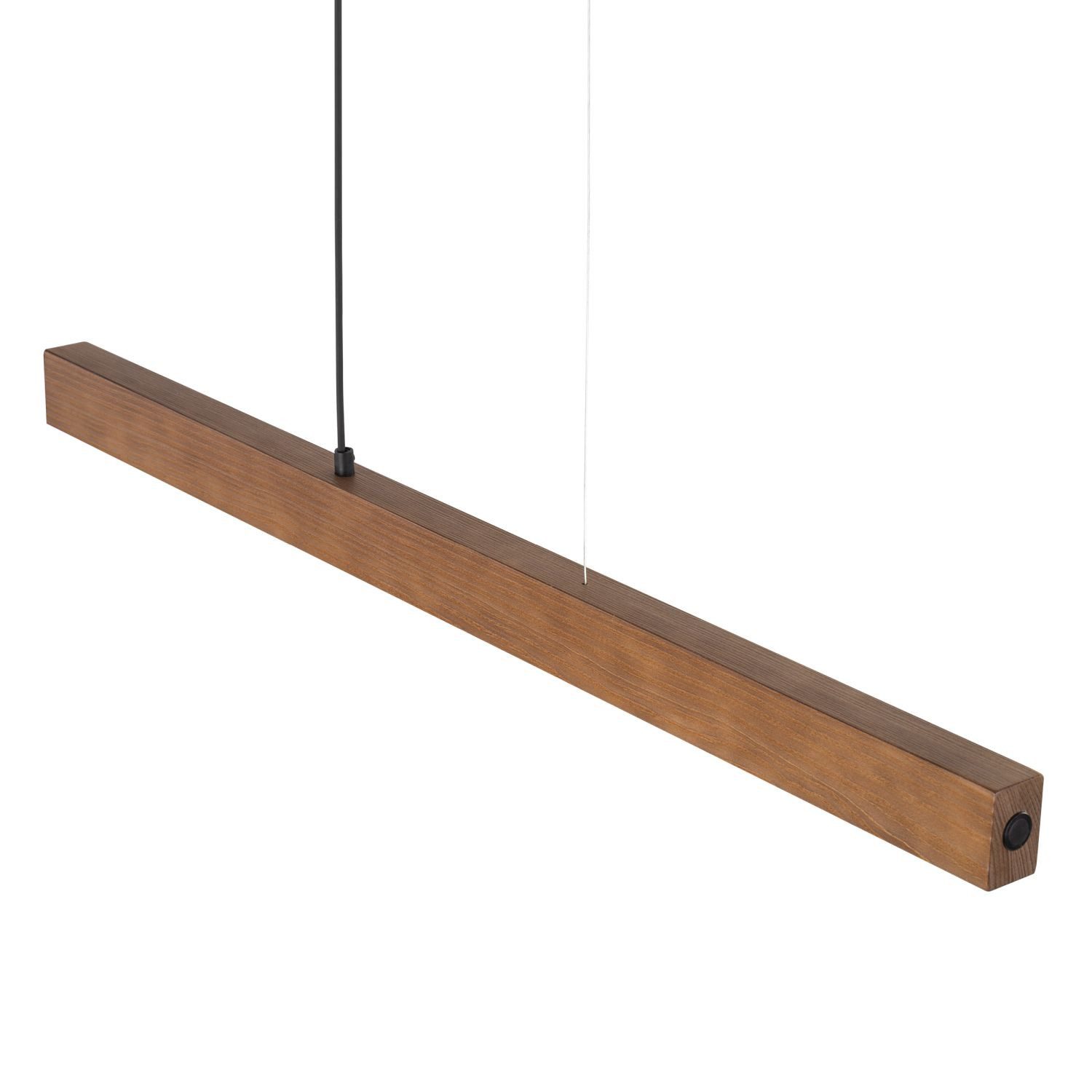 Licht-Erlebnisse Pendelleuchte THEO, LED fest integriert, Warmweiß, LED Metall Holz mit Dimmer H: max. 100 cm Schwarz Nuss länglich