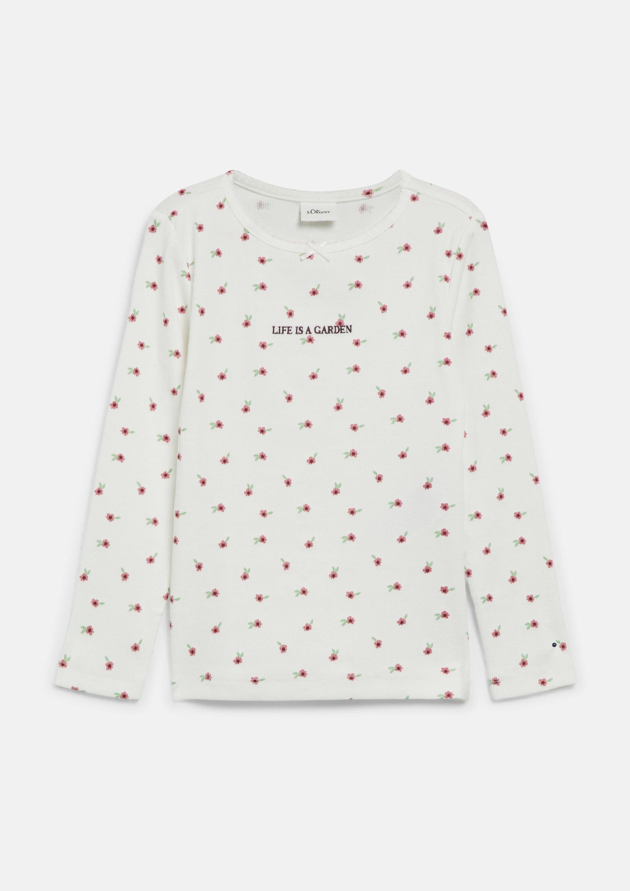 s.Oliver Langarmshirt T-Shirt Langarmshirt im Slim Fit mit Stickerei