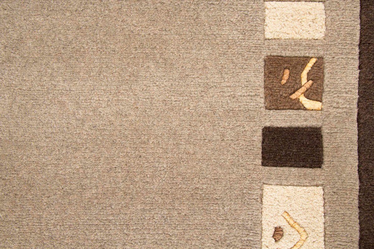 rechteckig, handgeknüpft, Wolle, reine Wollteppich hellbraun carpetfine, Höhe: Nepal Wohnzimmer Jaipur, mm, 20