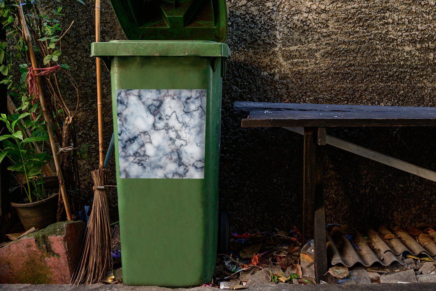 St), Steine Mülltonne, Wandsticker Sticker, Abfalbehälter Marmor (1 Achat - - MuchoWow Container, Mülleimer-aufkleber,