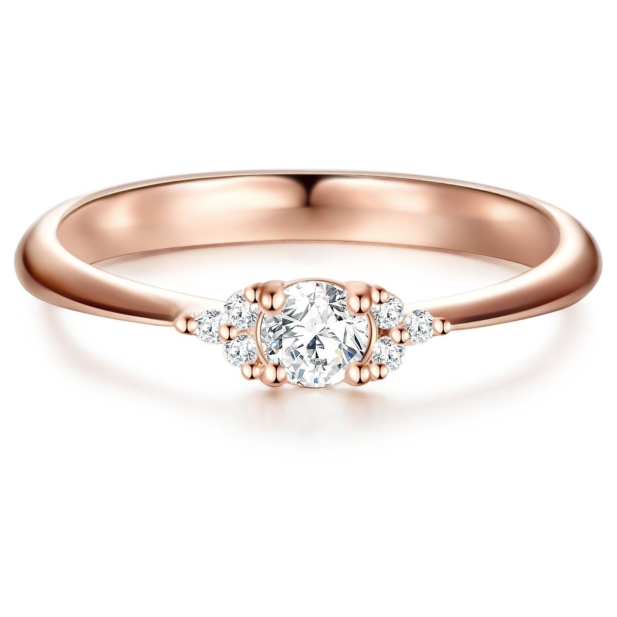Trilani Fingerring Damen-Ring aus Sterling Silber, in rosévergoldet, mit Zirkonia