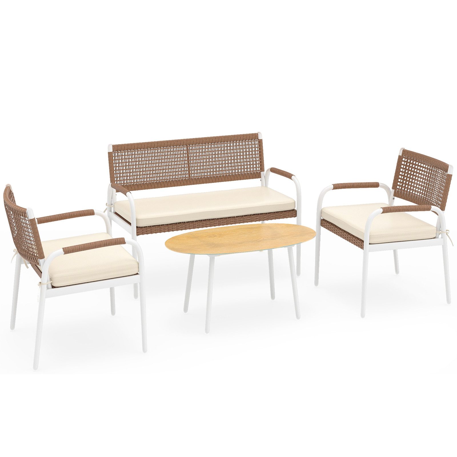 KOMFOTTEU Balkonset, (4-tlg), Terrassenmöbel Gartenmöbel Set mit Kissen