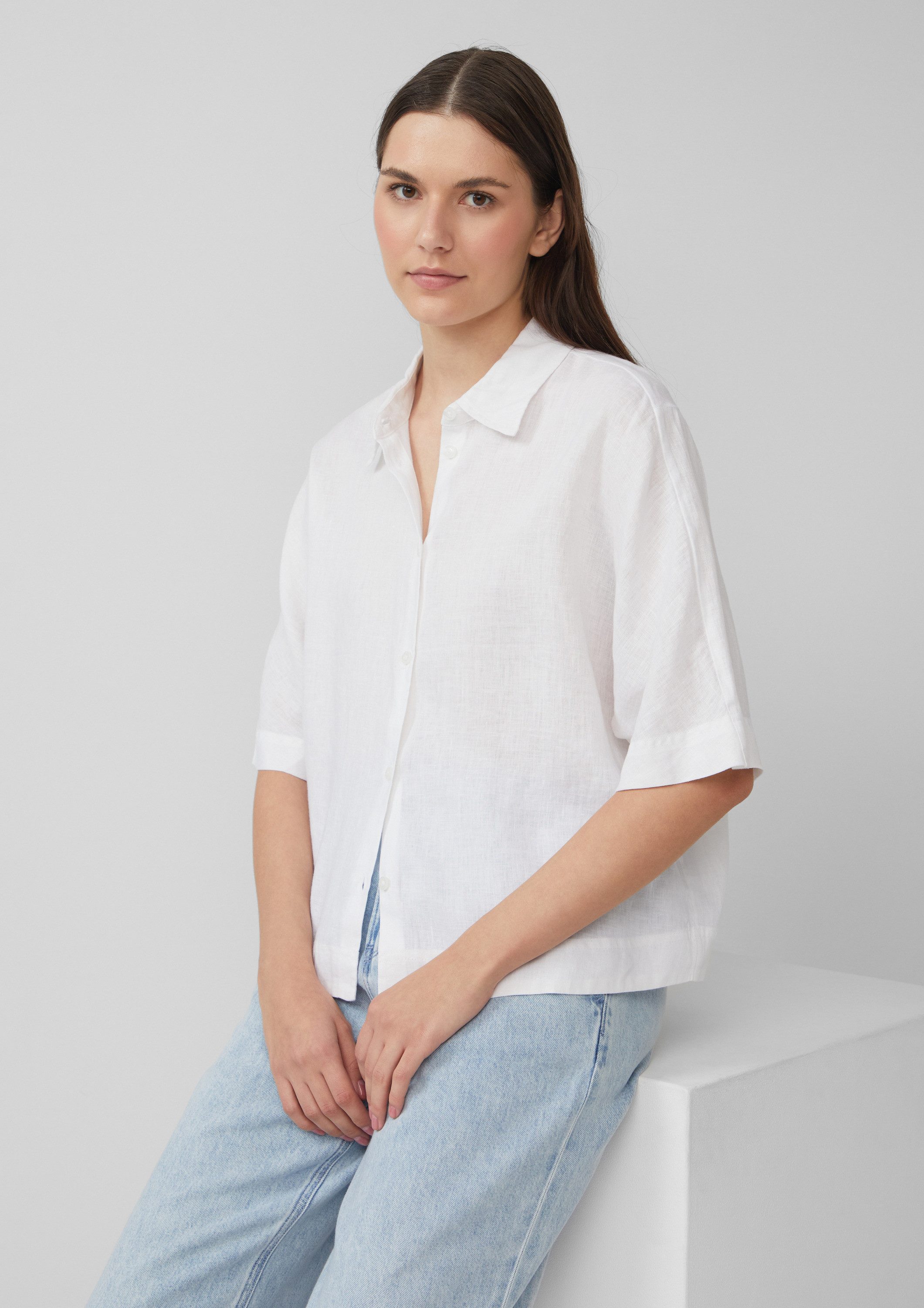 s.Oliver Kurzarmbluse Bluse Kurzarmbluse aus Leinen im Relaxed Fit günstig online kaufen