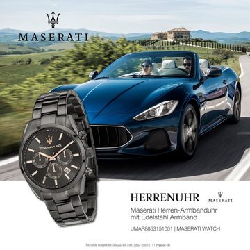 MASERATI Multifunktionsuhr Maserati Herrenuhr Attrazione Multi, (Multifunktionsuhr), Herrenuhr rund, groß (ca. 43mm) Edelstahlarmband, Made-In Italy