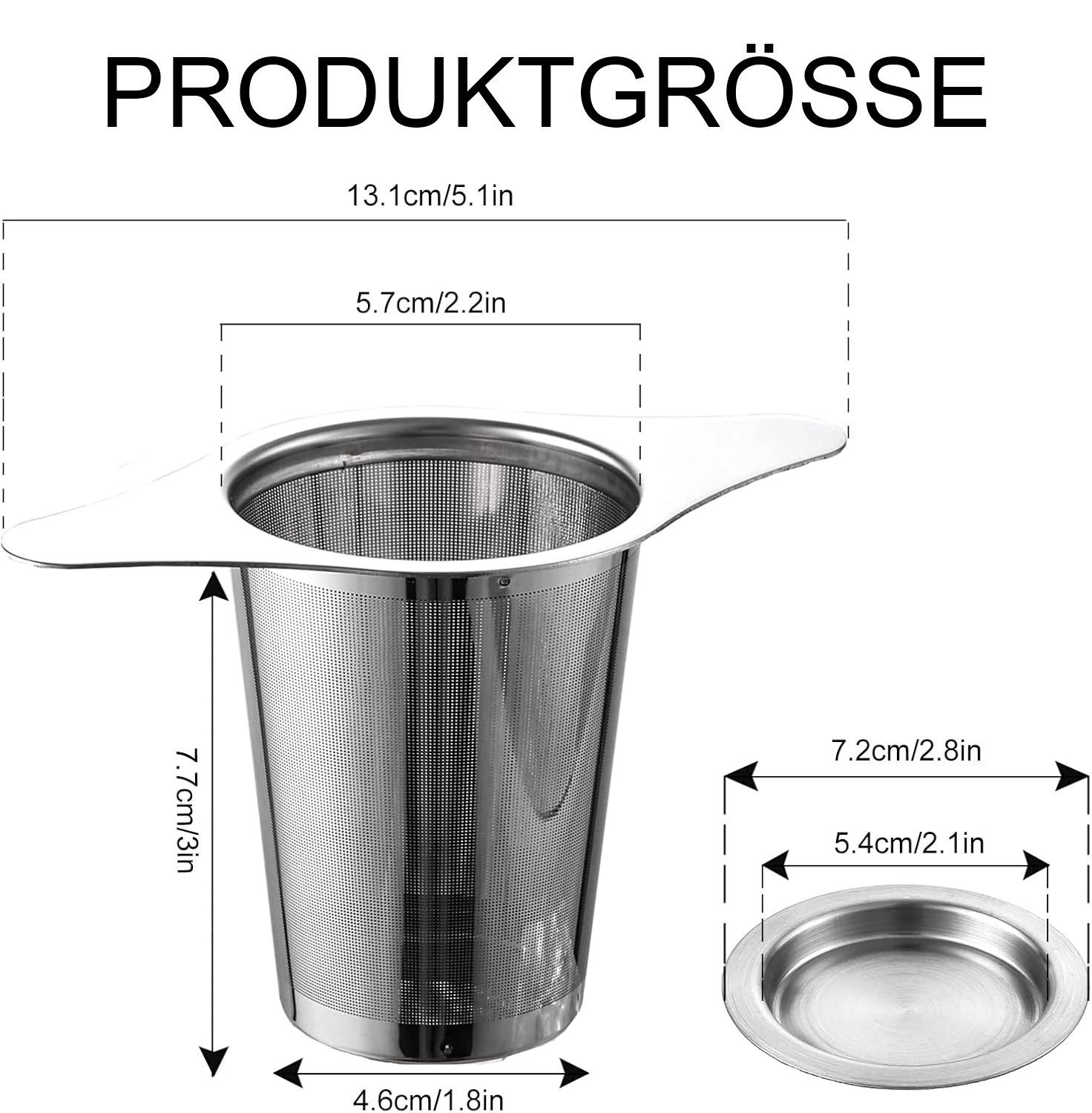 SinLaw Teesieb Teefilter 2-teiliges,passend für Teefilter für Bulk Tee,mit 2-Griffen, (1-St), Mit Deckel und Doppelgriff