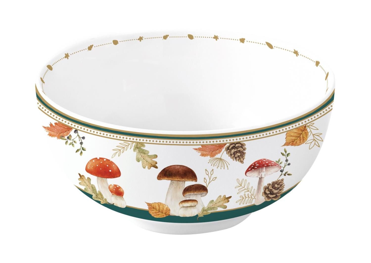 EasyLife Dessertschale Autumn Breeze, Porzellan, Spülmaschinengeeignet, Weiß, Herbst, Blätter, Eichhörnchen, H: 5.5cm