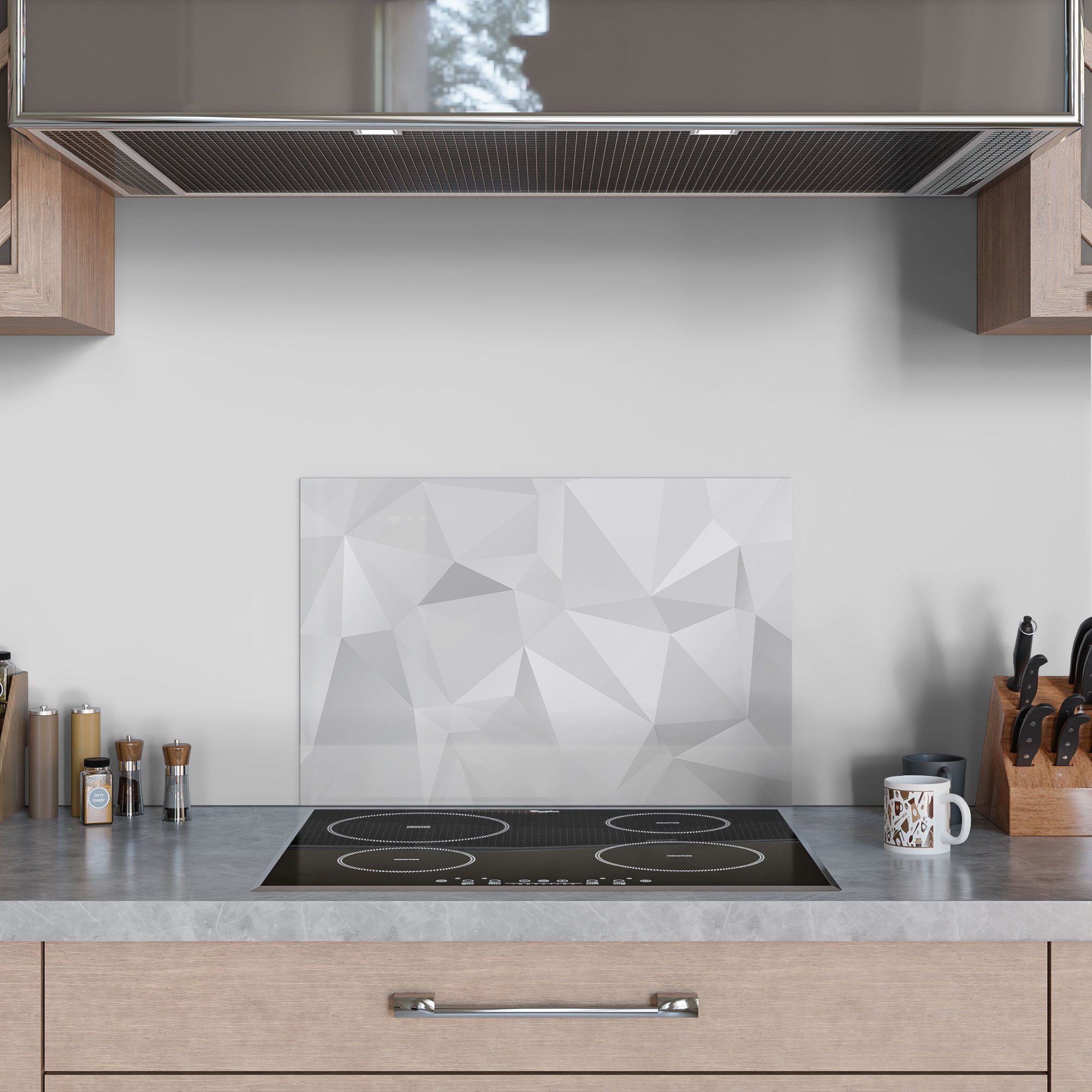 Spritzschutz Herdblende Badrückwand 'Geometrisches Muster', Glas Küchenrückwand DEQORI