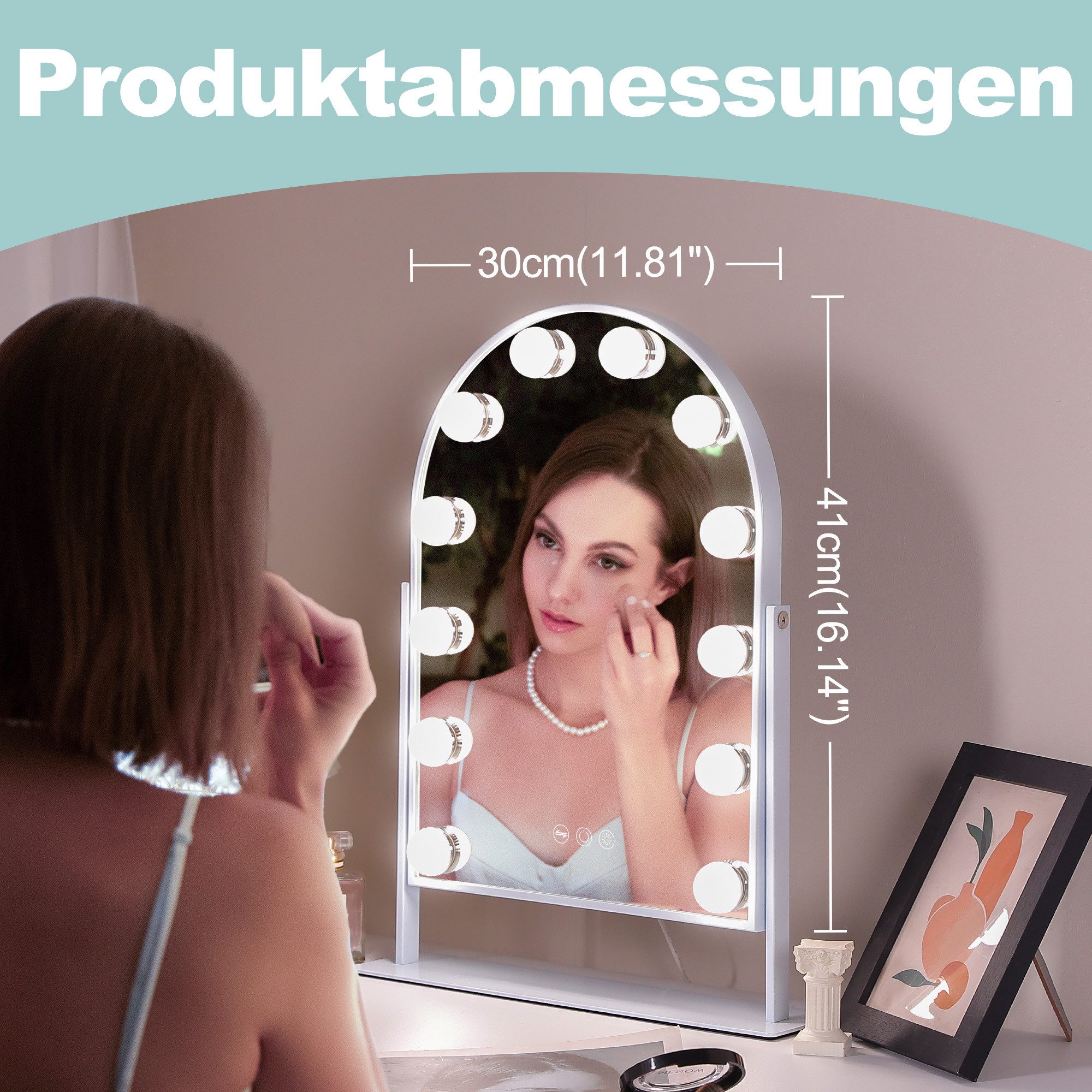FENCHILIN Schminkspiegel Hollywood mit 12 LED Beleuchtung, 360° Drehbar Spi günstig online kaufen
