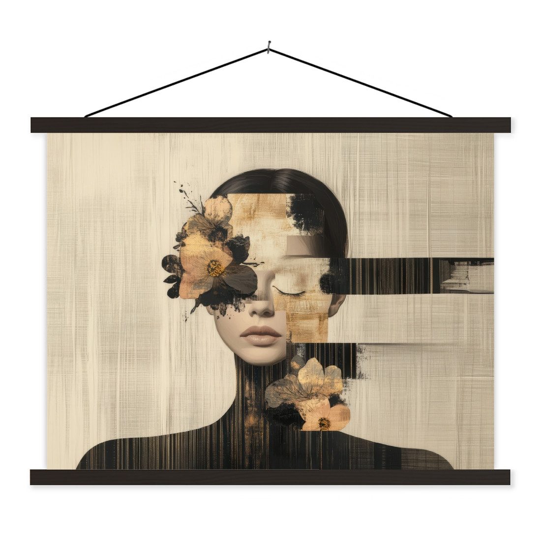 MuchoWow Poster Gesicht - Blumen - günstig online kaufen