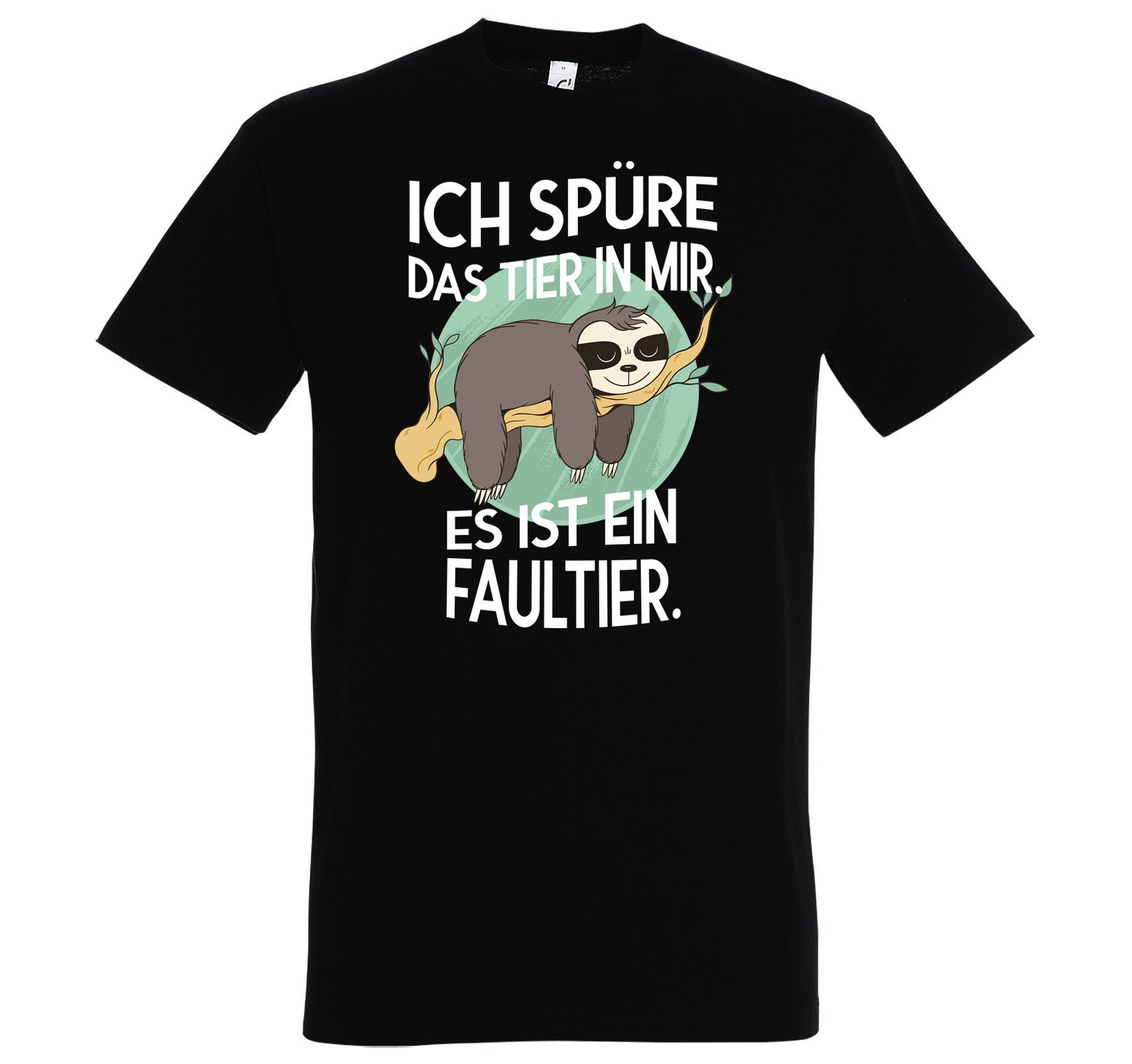 Schwarz Herren Faultier mit lustigem T-Shirt Das Tier Designz Frontprint mir T-Shirt in Youth