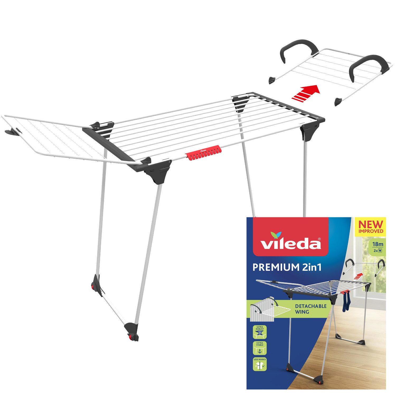 Vileda Wäscheständer 157332, Wäschetrockner Premium 2 in 1