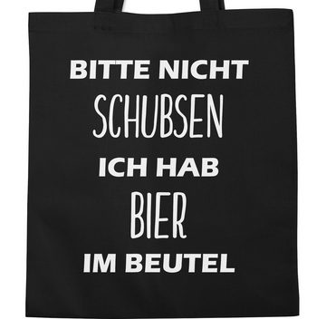 Shirtracer Umhängetasche Bitte nicht schubsen ich hab Bier im Beutel, Stoffbeutel Festival Outfit