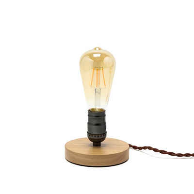 Licht-Erlebnisse Nachttischlampe EDISON, ohne Leuchtmittel, Tischlampe klein Holz Metall Vintage Design Industrie Stil