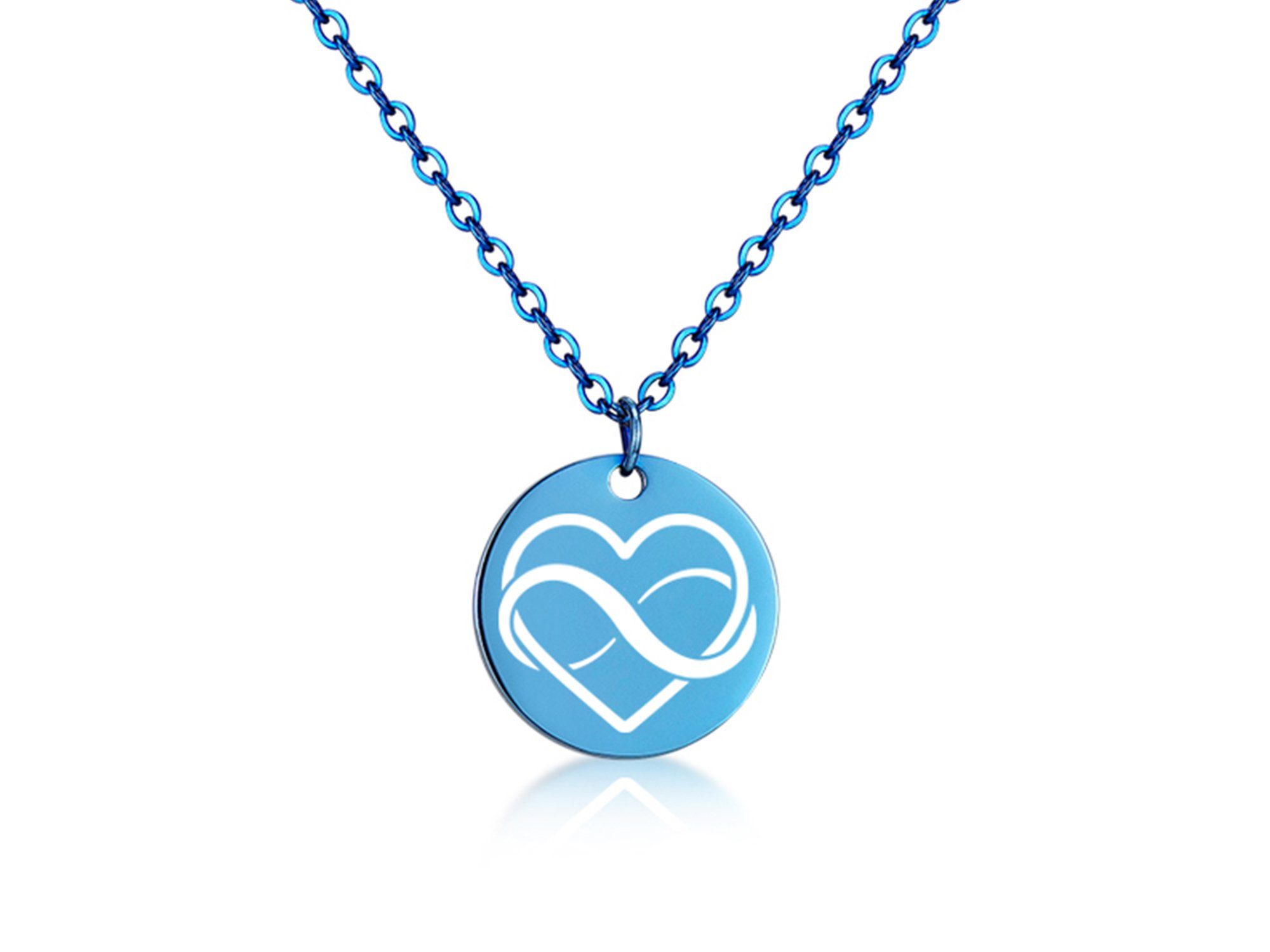 Silberkettenstore Kette mit Anhänger Halskette mit Anhänger Herz - Edelstahl, zwei Längen und vier Farben wählbar blue