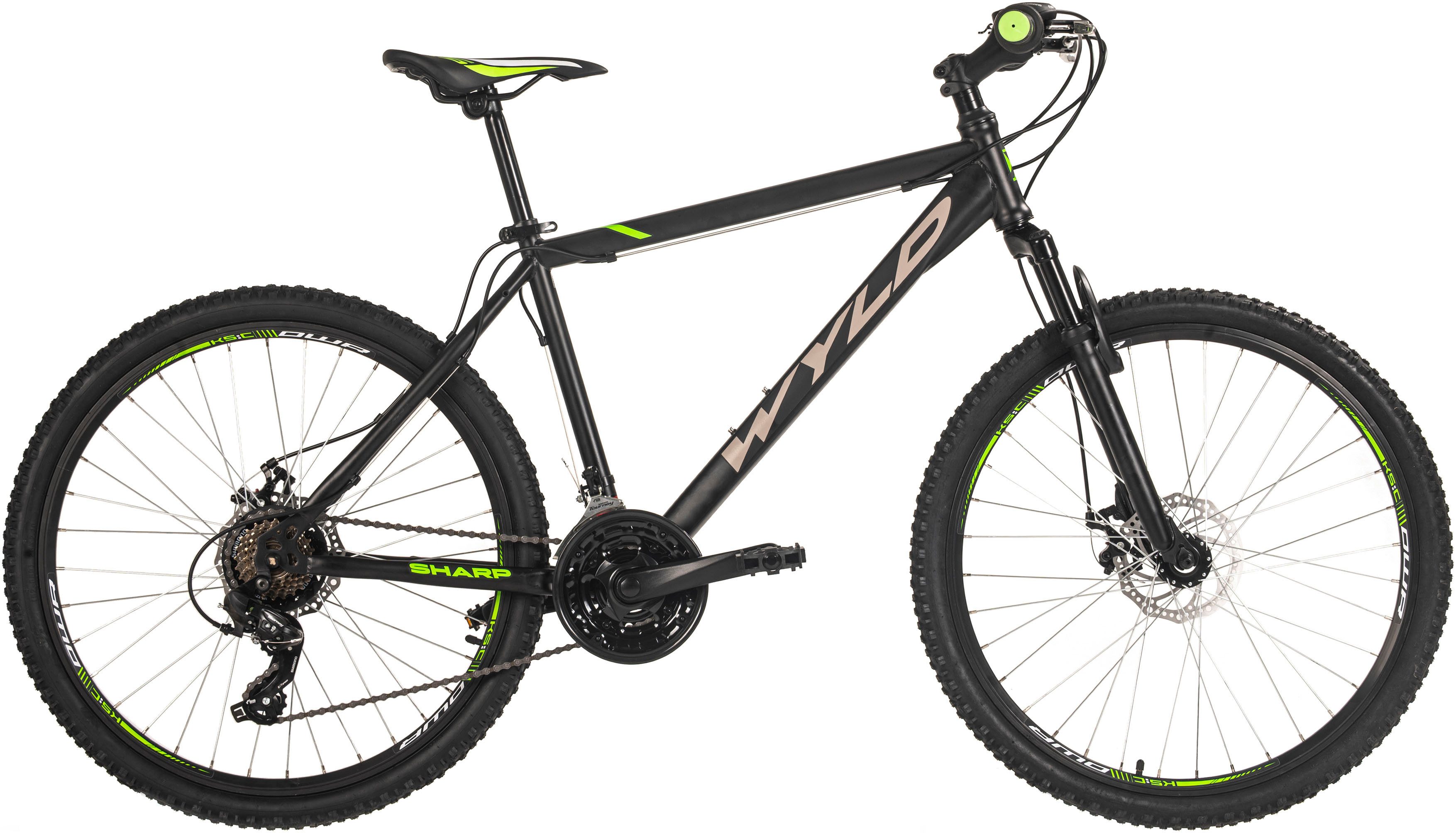 Mountainbike Mountainbike Hardtail 26'' Sharp Schwarz-Grün 21 Gänge RH 46 bzw. 51cm