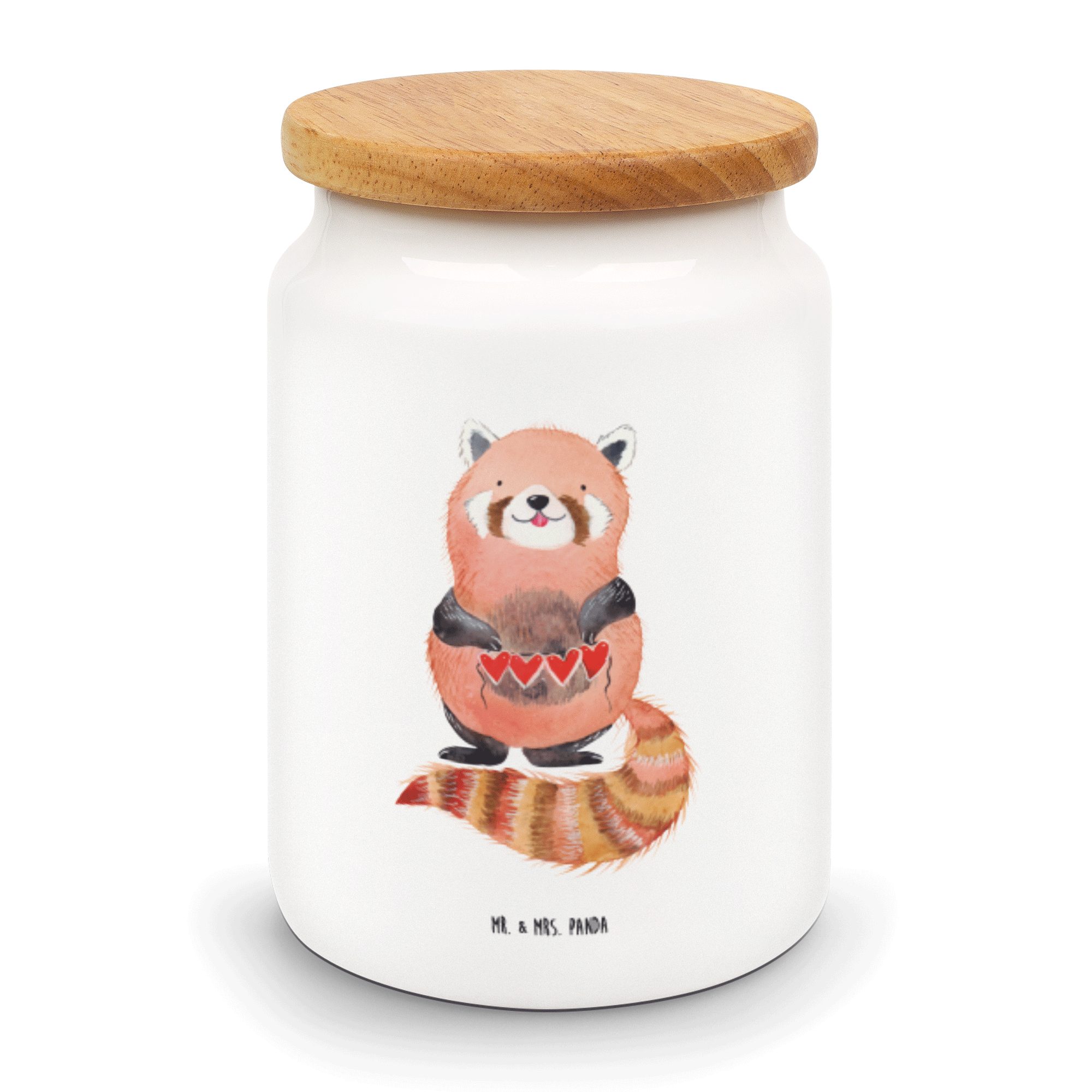 Mr. & Mrs. Panda Vorratsdose Roter Panda - Weiß - Geschenk, Herz, Liebling, Tiere, lustige Sprüche, Keramik, (1-tlg)
