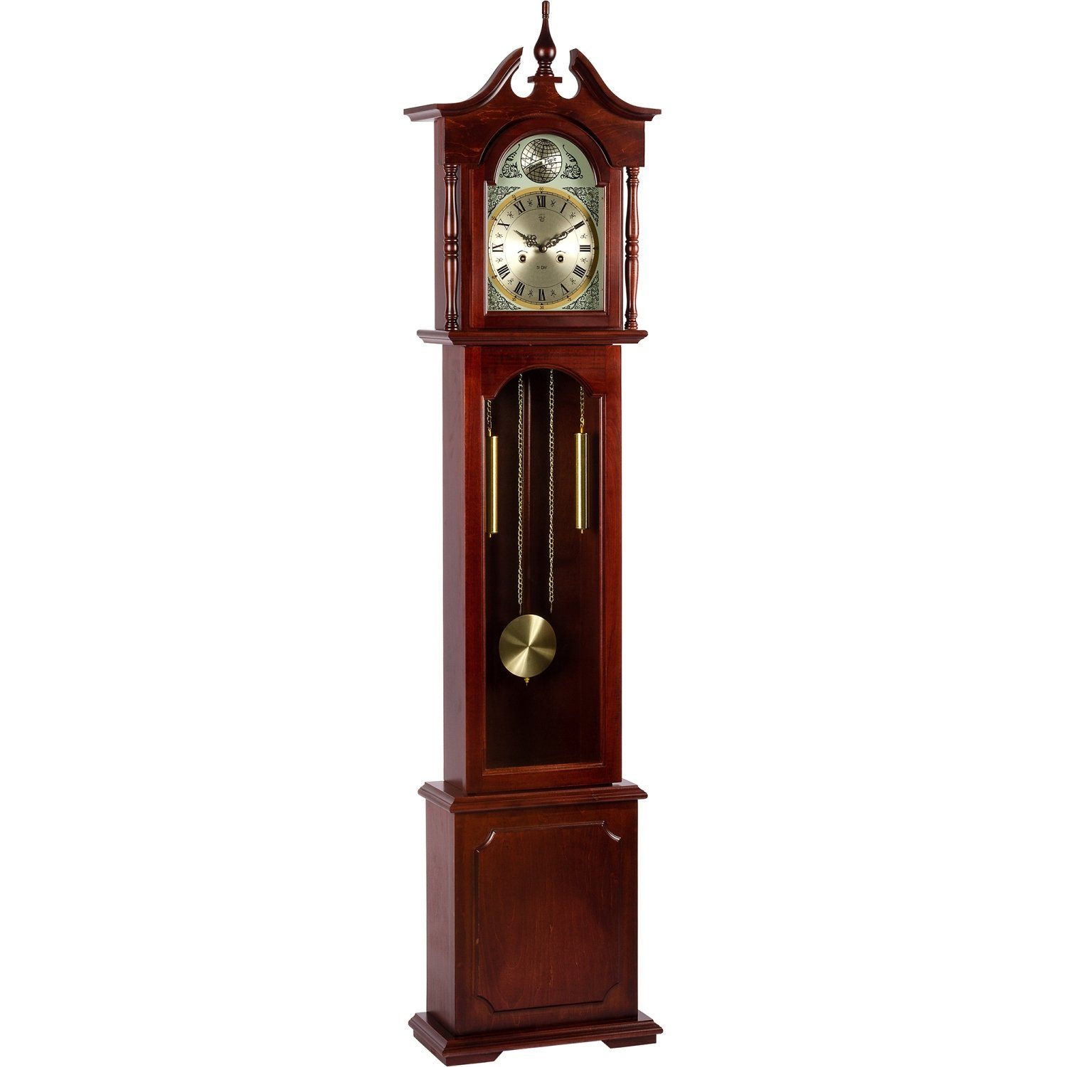 MAXSTORE Standuhr Mechanische Retro Vintage Uhr Regulator Pendeluhr,  Europa, Mahagoni, 188 x 42,5 x 19 cm