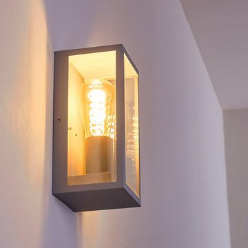 hofstein Außen-Wandleuchte »Bruno« moderne Außenwandlampe aus Metall/Glas in Silber, ohne Leuchtmittel, eckige mit E27en, Außenleuchte mit Lichteffekt für den Eingangsbereich