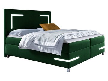MIRJAN24 Boxspringbett Delos LED (mit Hauptmatratze, Topper und LED-Beleuchtung), Doppelbett mit zwei Bettkästen für die Bettwäsche