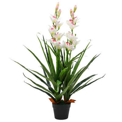 Kunstrasen Künstliche Cymbidium Orchideenpflanze mit Topf 100 cm Grün, vidaXL, Höhe: 100 mm