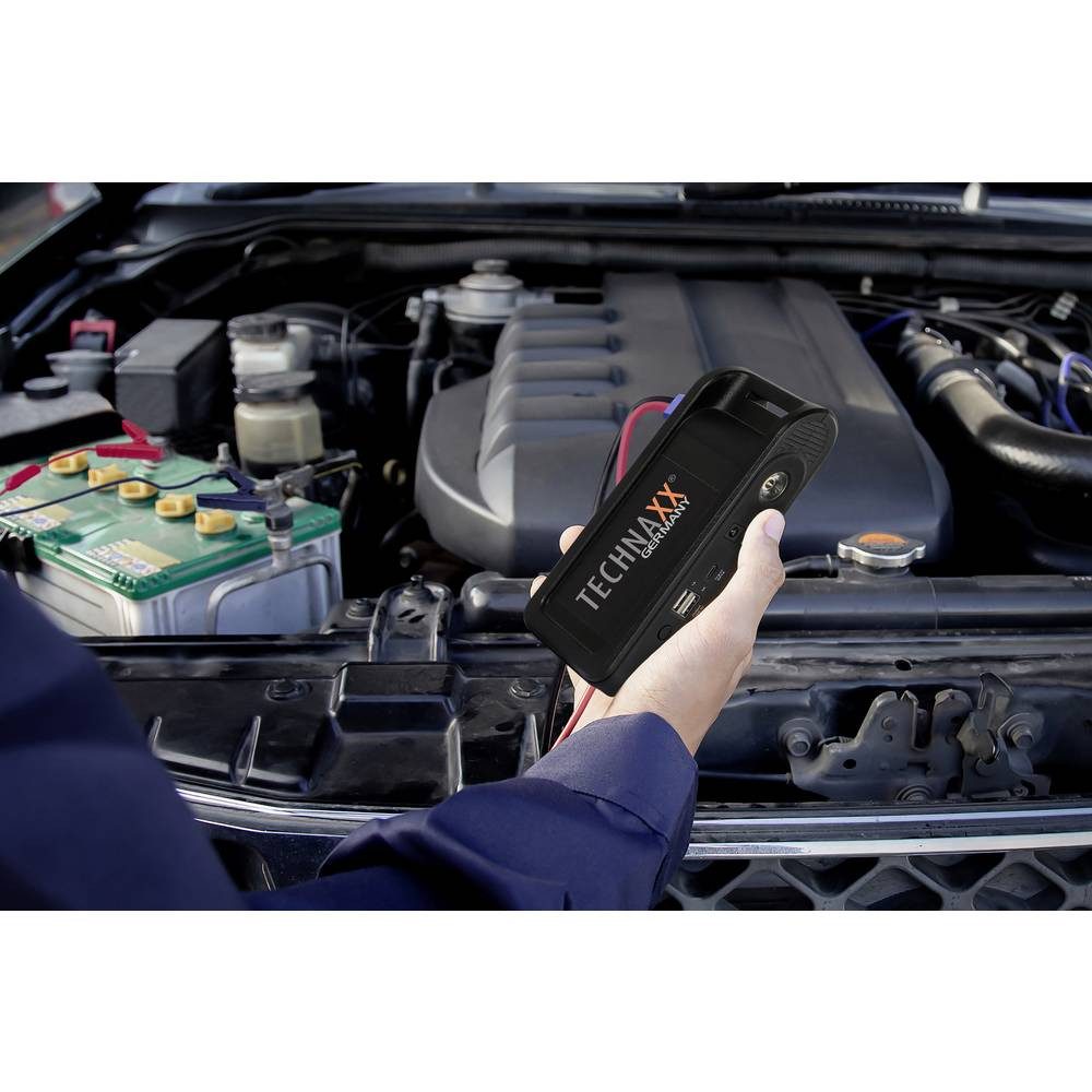 Technaxx Jump Starter & Powerbank 5030 Energiestation, Kompressor, Elektronikschutz, Arbeitsleuchte, Verpolungs- u. Elektroni
