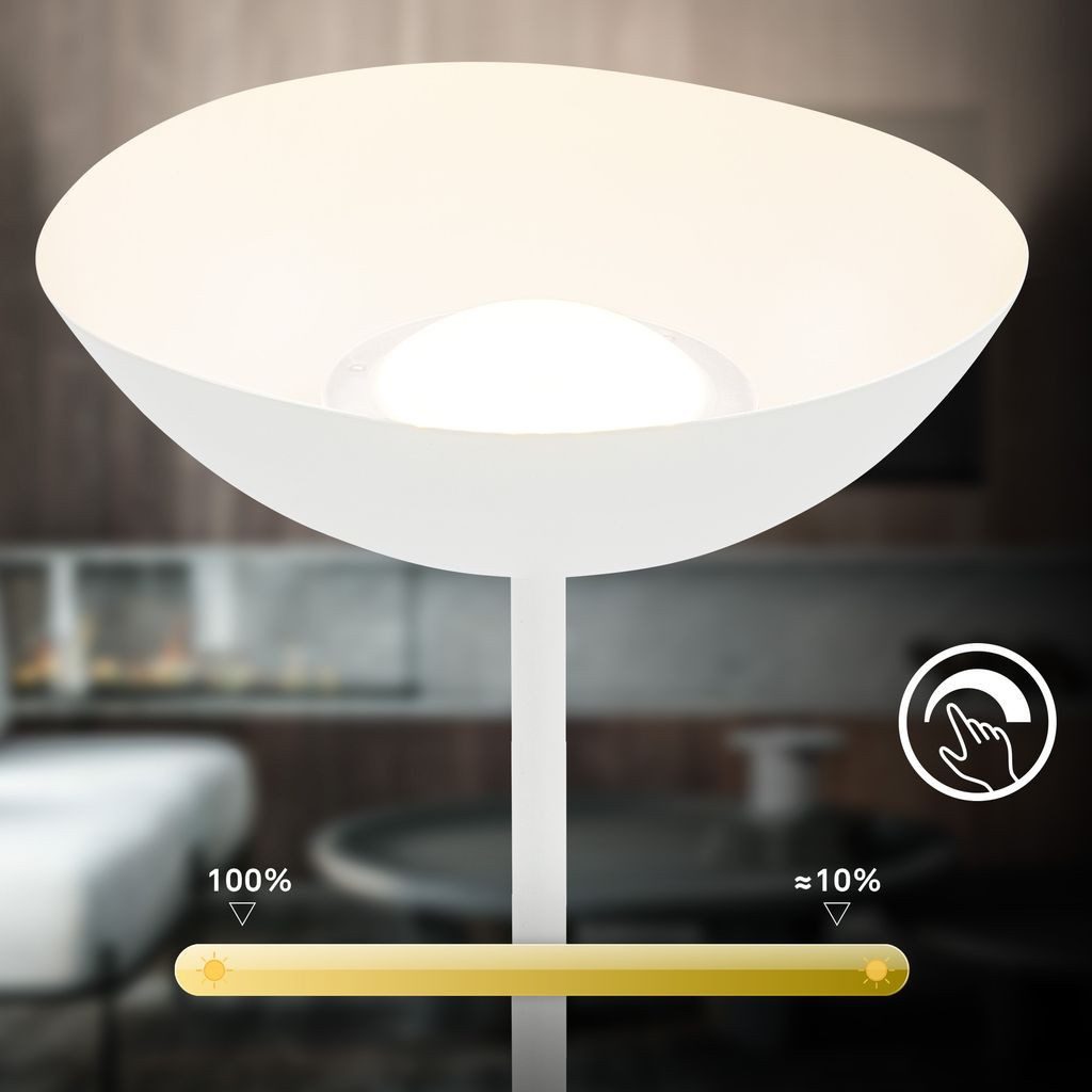 Briloner Leuchten Stehlampe Stehleuchte dimmbar touch Akku Wohnzimmer Kabellos 1500016, Dimmfunktion, LED fest integriert, 2700K - Extra-Warmweiß, LED Stehleuchte 170 x 25 cm Weiß 8W Wohnzimmer Flur Schlafzimmer Büro