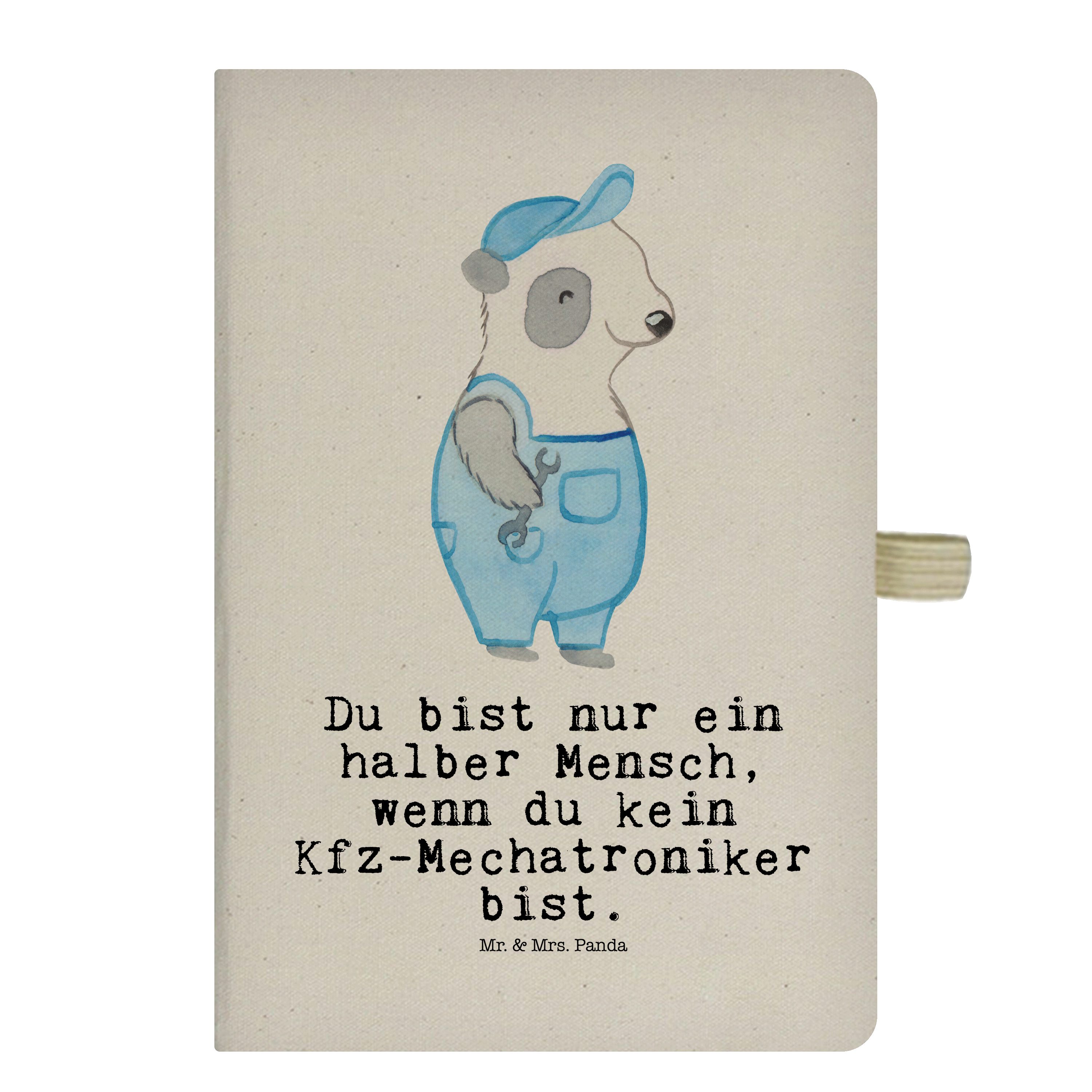 Mr. & Mrs. Panda Notizbuch Kfz-Mechatroniker mit Herz - Transparent - Geschenk, Notizheft, Notiz Mr. & Mrs. Panda