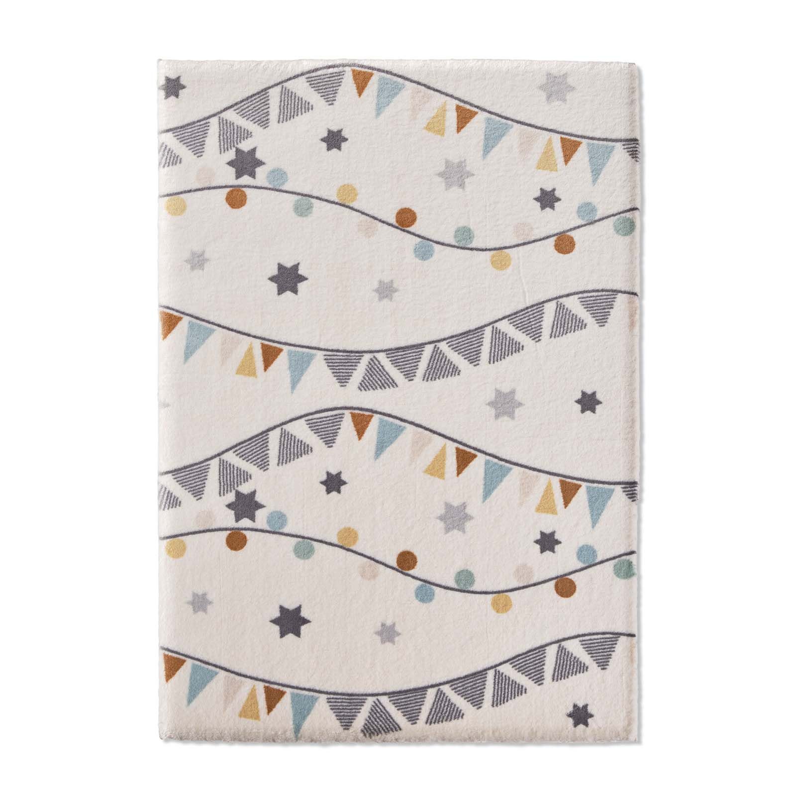 TaraCarpet Kinderteppich Kinderzimmerteppich Soft Kids kuschelig weich in verschiedenen Designs, rechteckig, Höhe: 18 mm, Sterne Punkte hell Kinderzimmer Babyzimmer Junge Mädchen 80X150