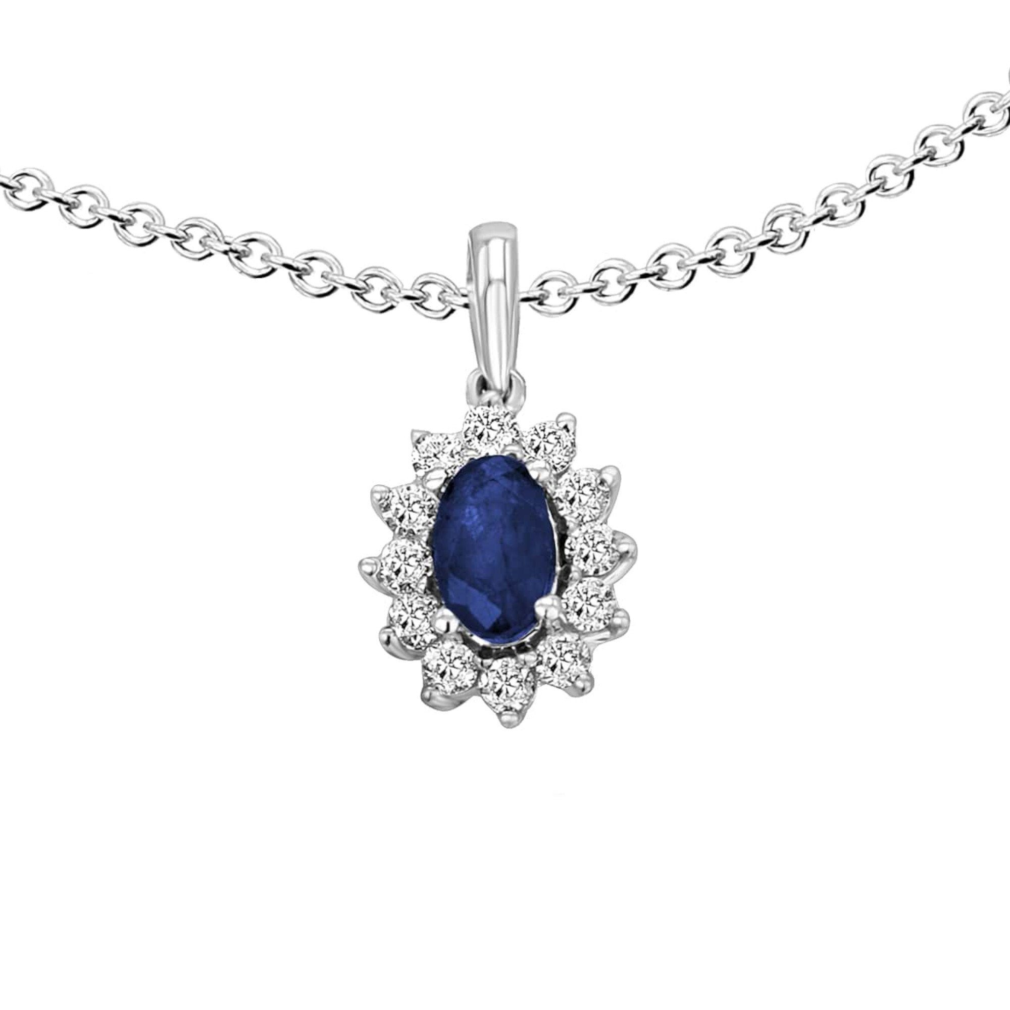 ONE ELEMENT Kettenanhänger 0,15 ct Diamant Brillant Safir Anhänger aus 585 Weißgold, Damen Gold Schmuck