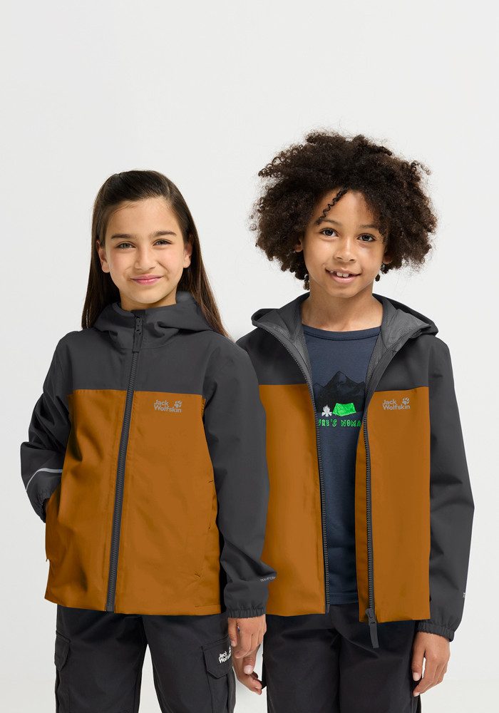 Jack Wolfskin Regenjacke ADVENTURETRIBE 2L JKT K atmungsaktiv, wasserdicht, mit Reißverschluss
