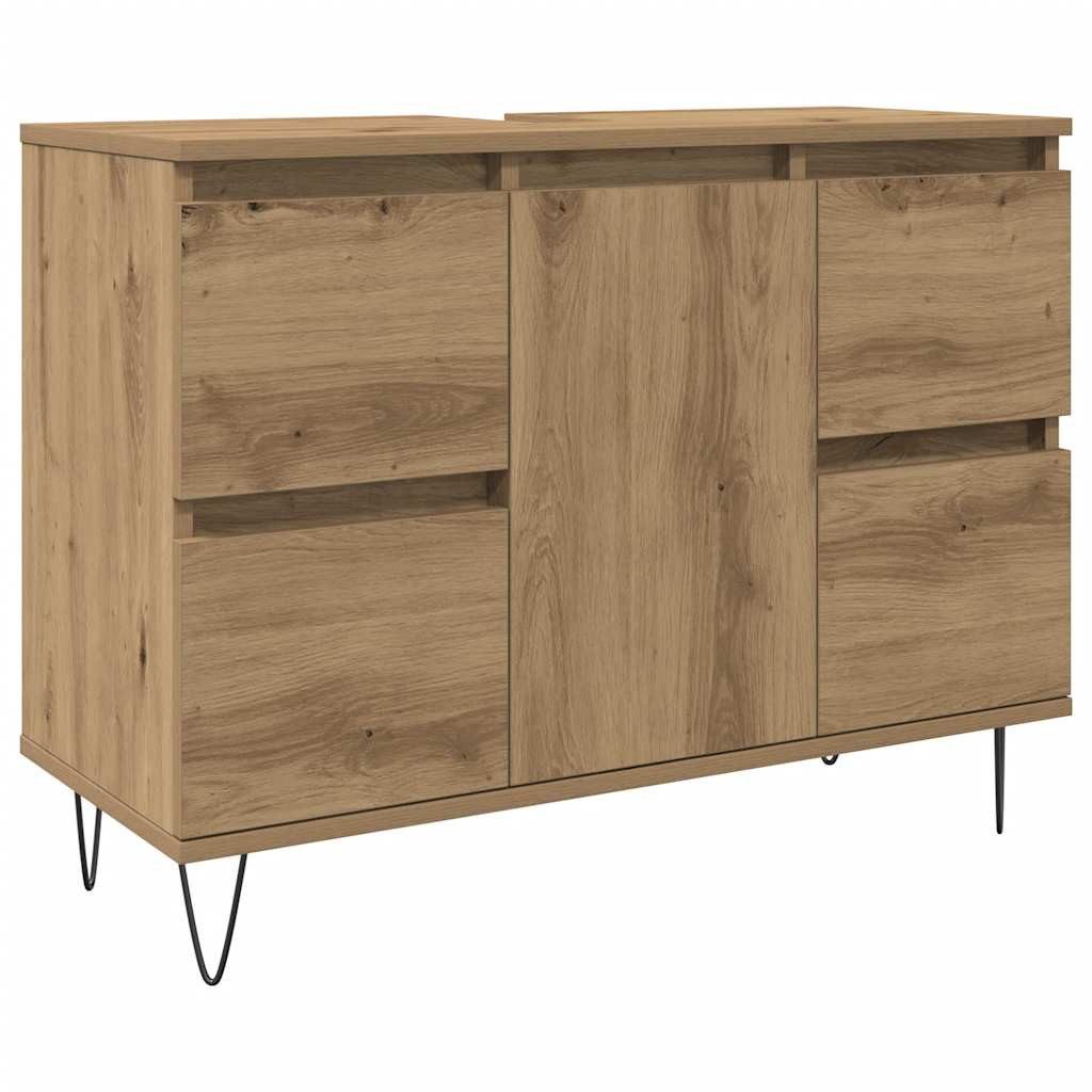 vidaXL Badezimmer-Set Badschrank Artisan-Eiche 80x33x60 cm Holzwerkstoff, (1-St)