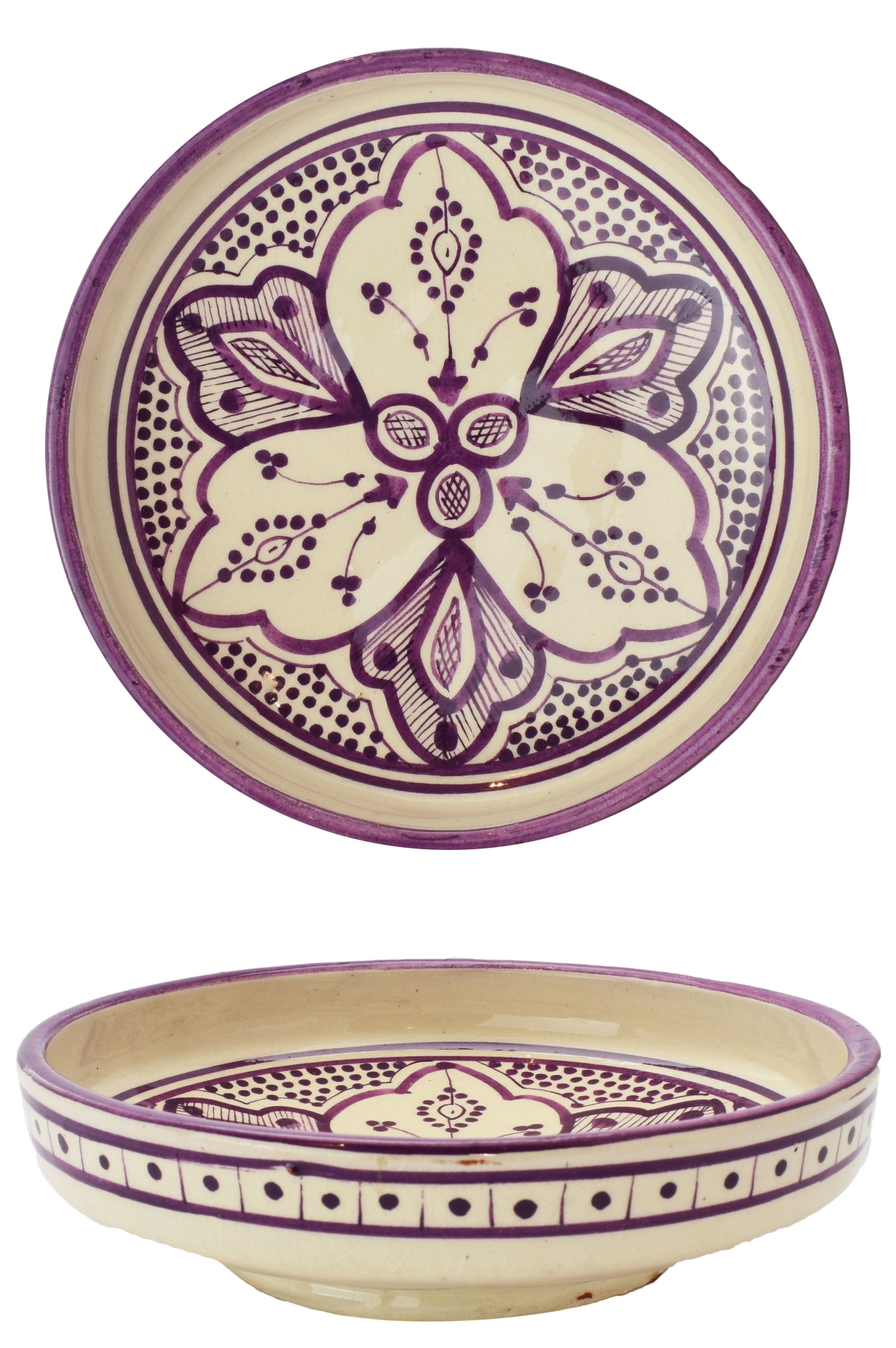 Marrakesch Orient & Mediterran Interior Dipschale Marokkanische Keramikschale Alijan Handarbeit aus Keramik, Pink 20 cm, Keramik, (1-tlg), Handarbeit