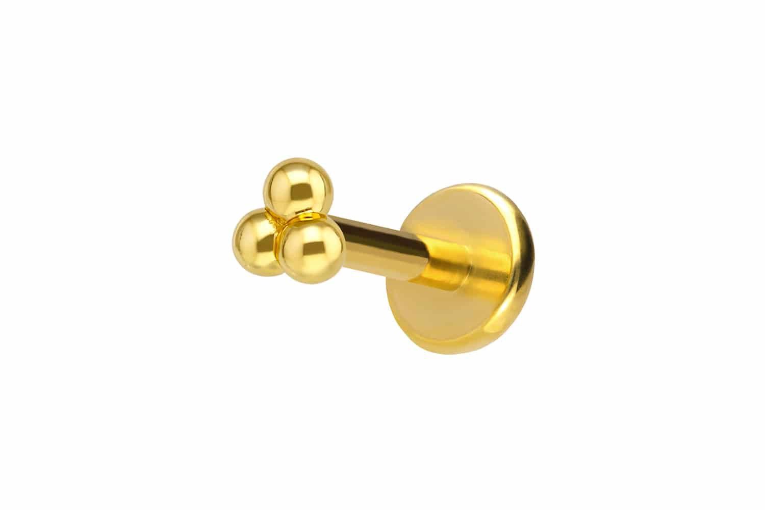 PIERCINGLINE Piercing-Set Titan Labret mit Innengewinde + 925er Silber Aufsatz 3 KUGELN (Labrets, 1-tlg)