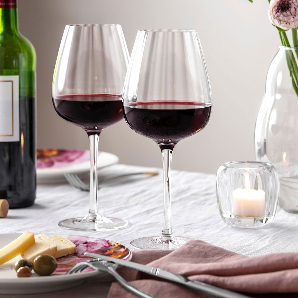 Villeroy & Boch Rotweinglas Rose Garden Rotweinkelch, 200 ml, 4 Stück, 4-tlg., Glas, Kristallglas, 4 Stck, spülmaschinenfest