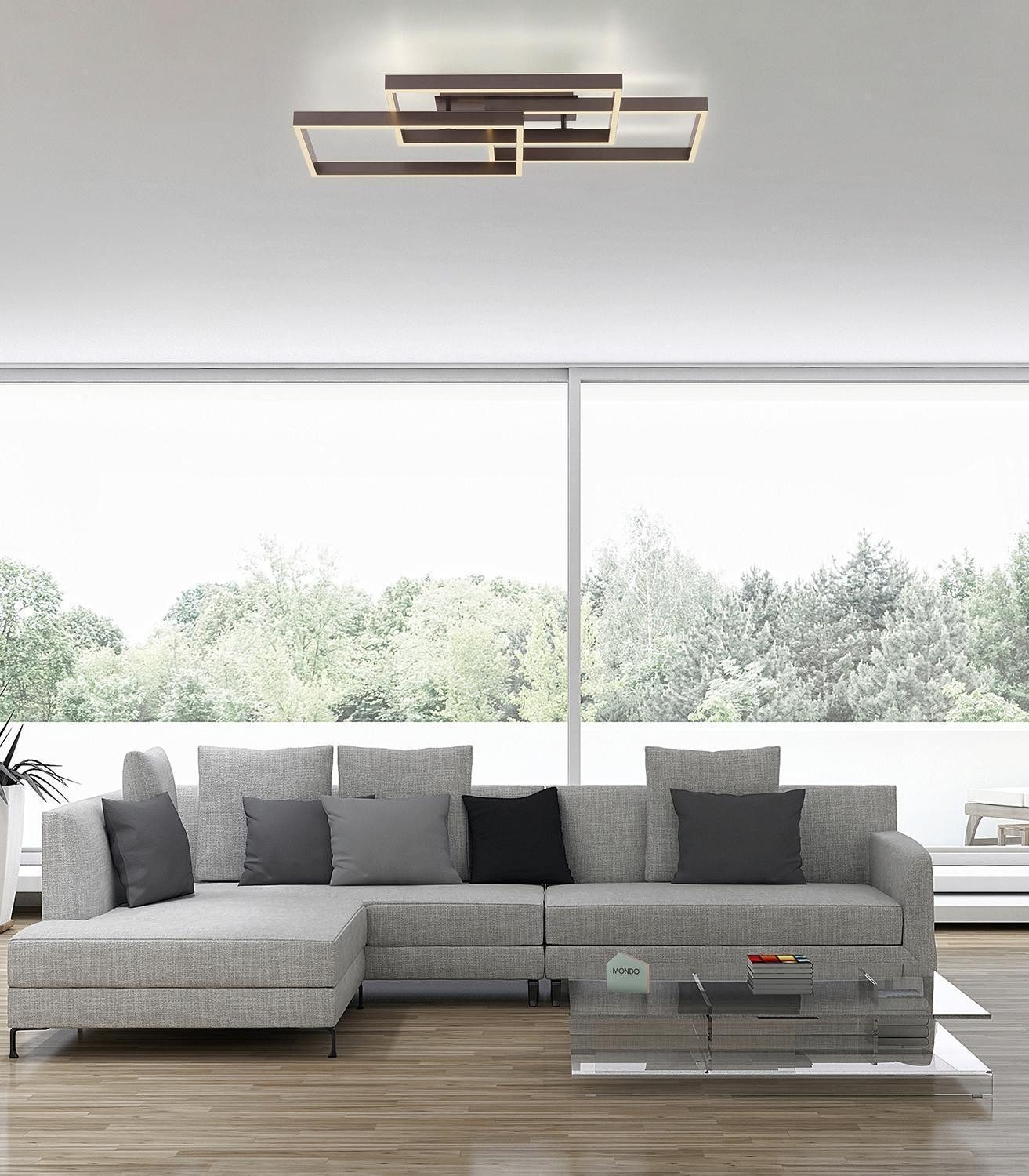 Paul Neuhaus LED Deckenleuchte VELUNA, Braun, Kunststoff, Dimmfunktion, LED fest integriert, Tageslichtweiß, mit Fernbedienung, Memoryfunktion, B 50 x H 14 x T 82 cm