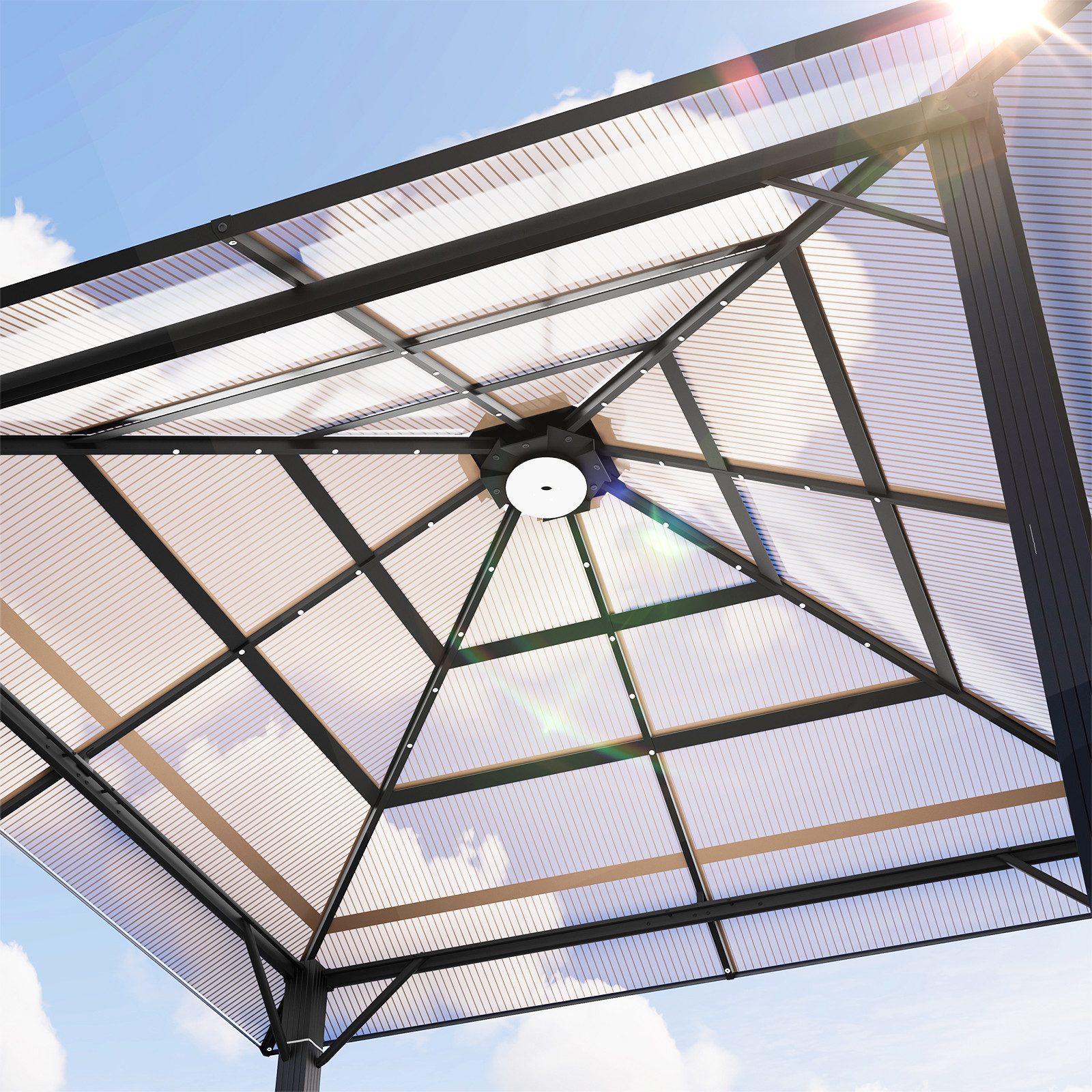 GUNJI Pavillon 3x3/3x4m Gartenpavillon mit 4 Seitenteilen&LED-Beleuchtung, (mit 4 Seitenteilen, Beine aus verdichtetem Aluminium, für Balkon, Terrasse), robuste – Bild 4 von 5