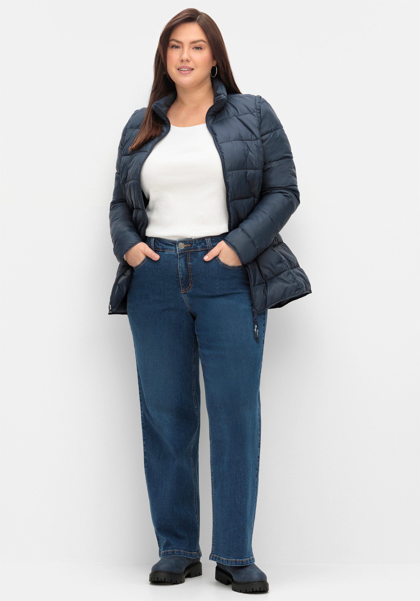 Sheego Bequeme Jeans Weite Jeans ELLA für kräftige Oberschenkel und Waden günstig online kaufen