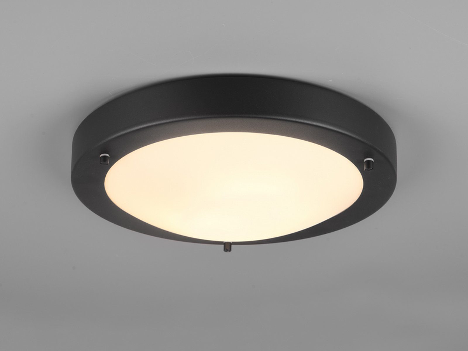 TRIO Leuchten LED Deckenleuchte, LED wechselbar, Warmweiß, Badezimmer-Lampen Decke Bad-lampe & Gäste WC Schwarz Treppenhaus, IP44