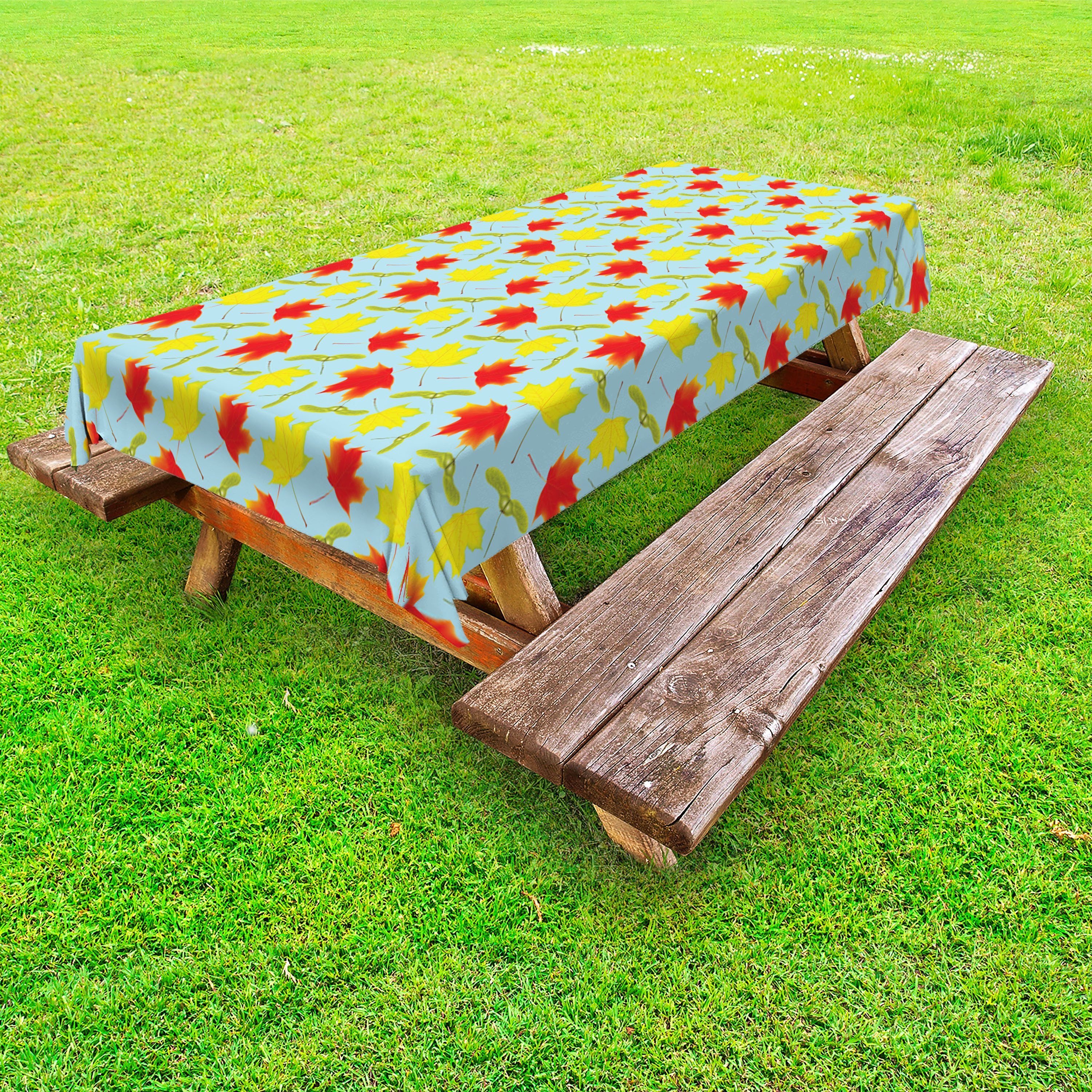Abakuhaus Tischdecke dekorative waschbare Picknick-Tischdecke, Herbst Trockene und Gefallene Ahornblätter
