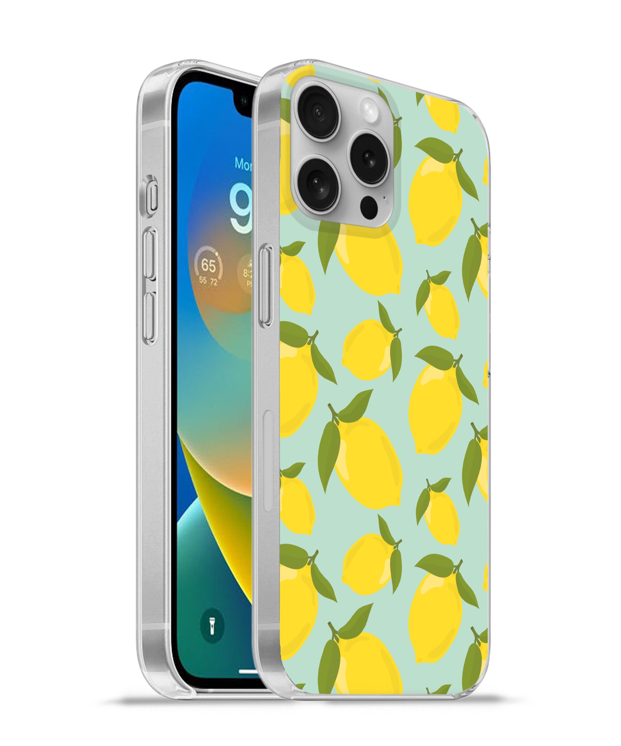 MuchoWow Handyhülle für Apple iPhone 16 Pro Max Muster Zitronen - Gelb - Blau - Muster - F, Smartphone-Bumper, Print, Handy Schutzhülle Dünn