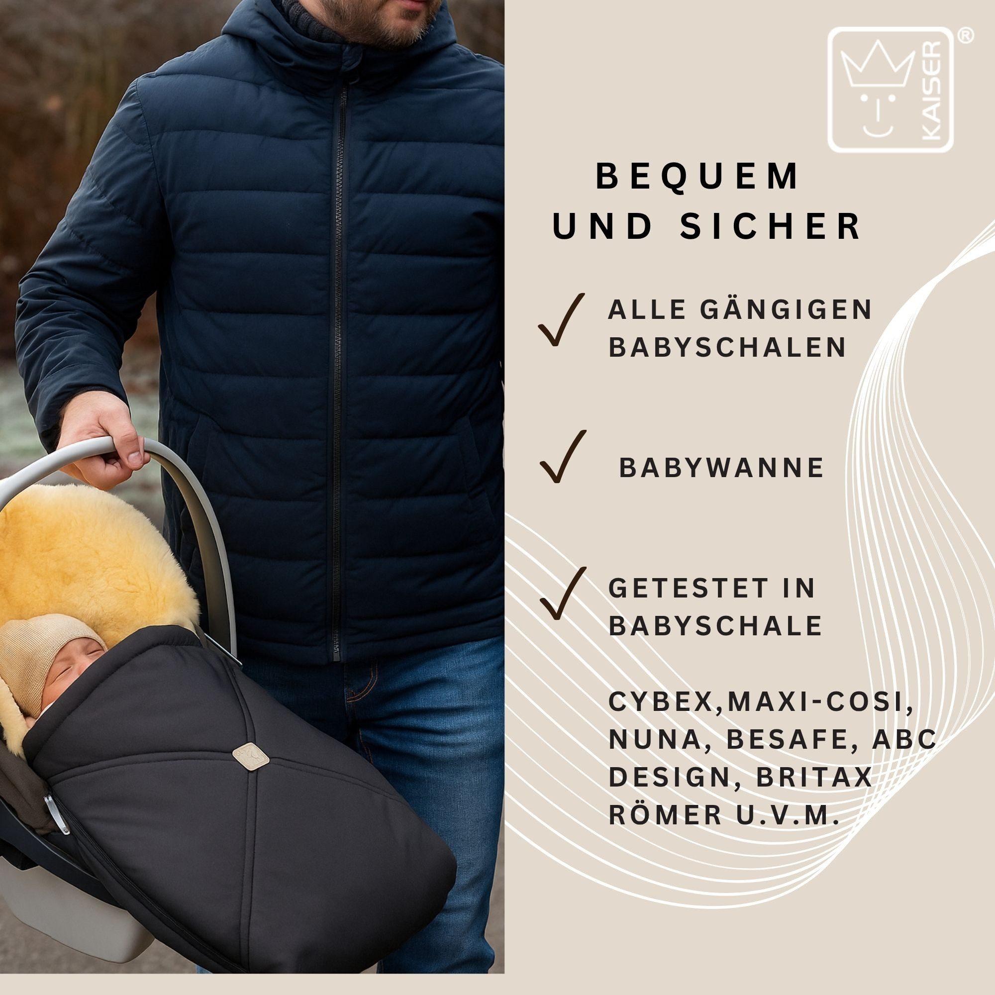 Kaiser Fußsack Emmy Lammfell Babyschalen Fußsack – Bild 5 von 5