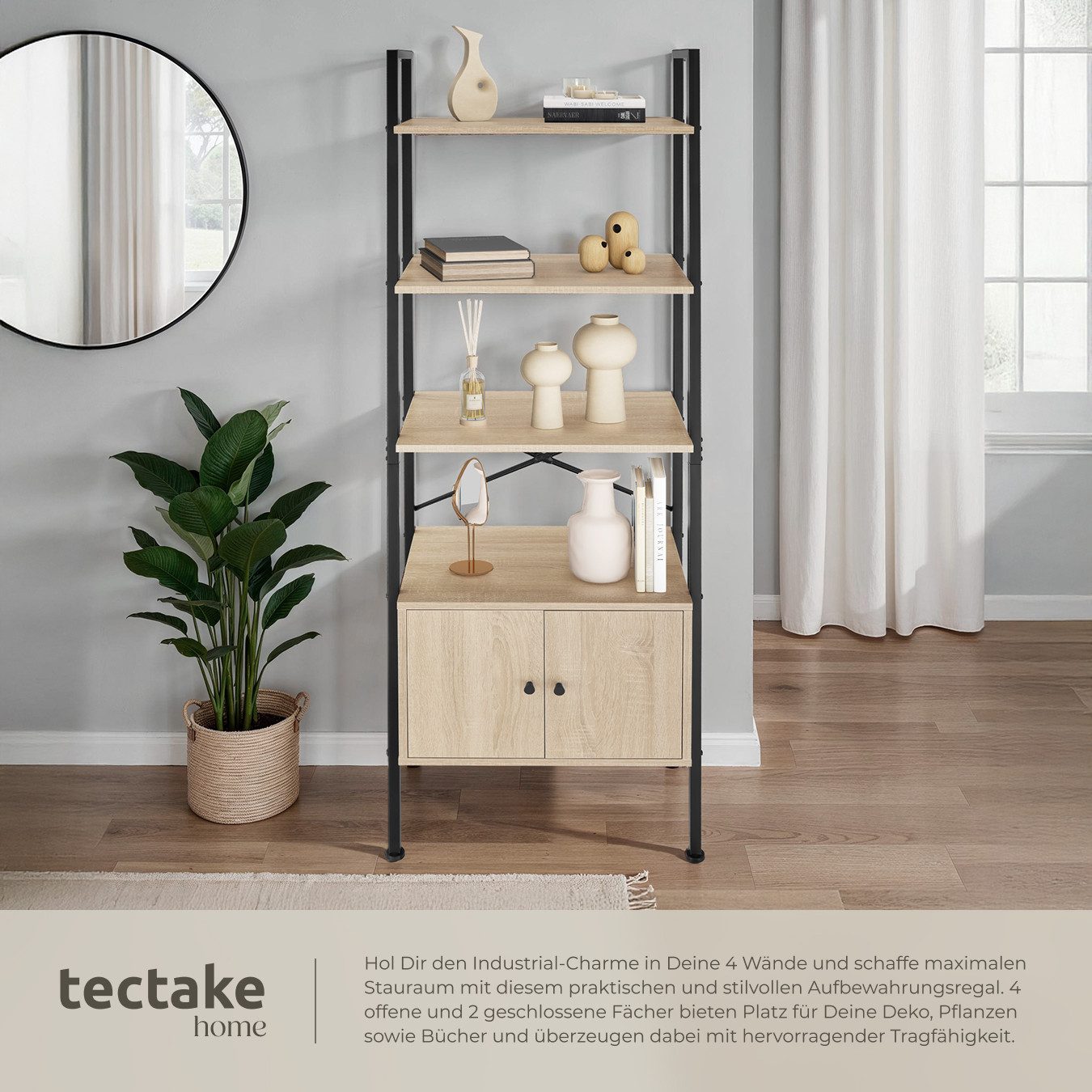 tectake Leiterregal Brentwood, Set 1-tlg., Industrial Style