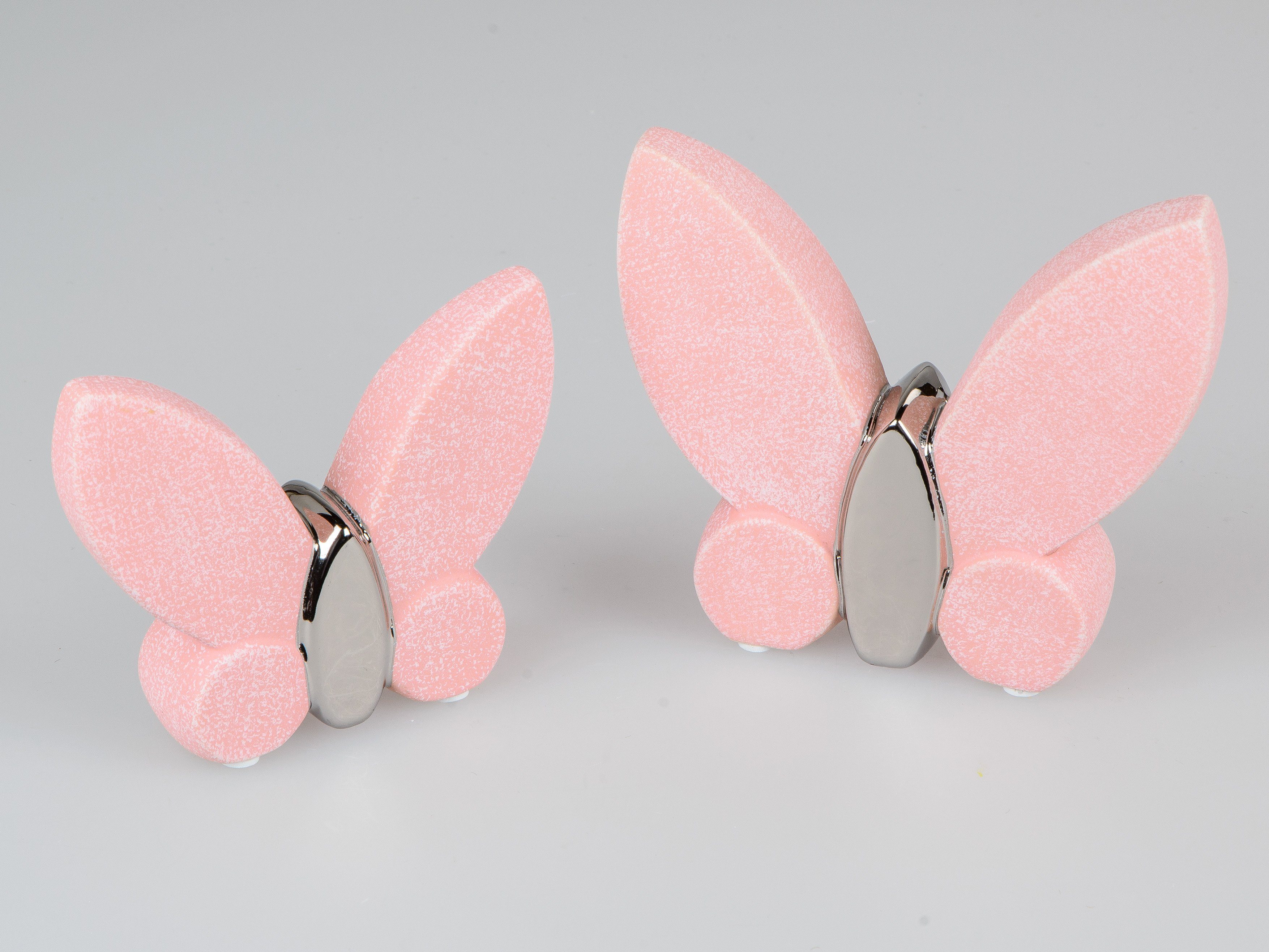 Set stehend Set) im 16cm 2er Small-Preis (2er Dekofigur 13cm Pastellfarben und Schmetterling rosa