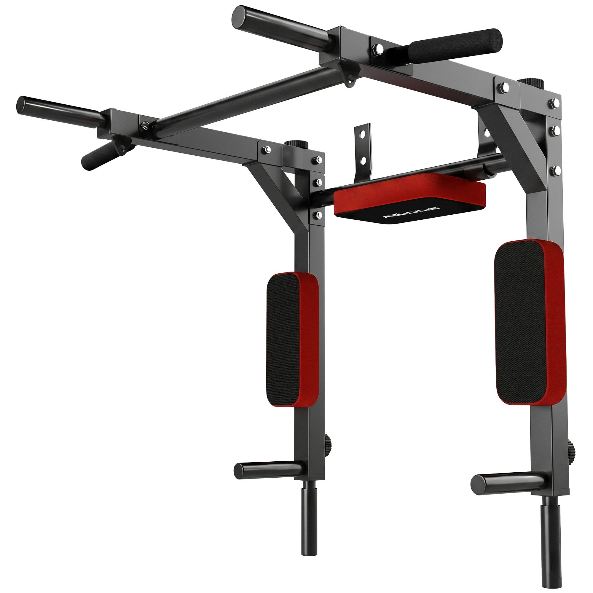SPORTNOW Klimmzugstange 2-in-1 Profi-Klimmzug- und Dipstation (Set, 1-tlg., Klimmzugstange), bis 200 kg belastbar, Rot