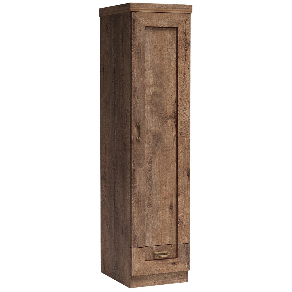 Lomadox Kleiderschrank TEORA-161 in Lefkas Eiche Metallgriffe rustikal Kleiderstange 46x191x57,5 cm