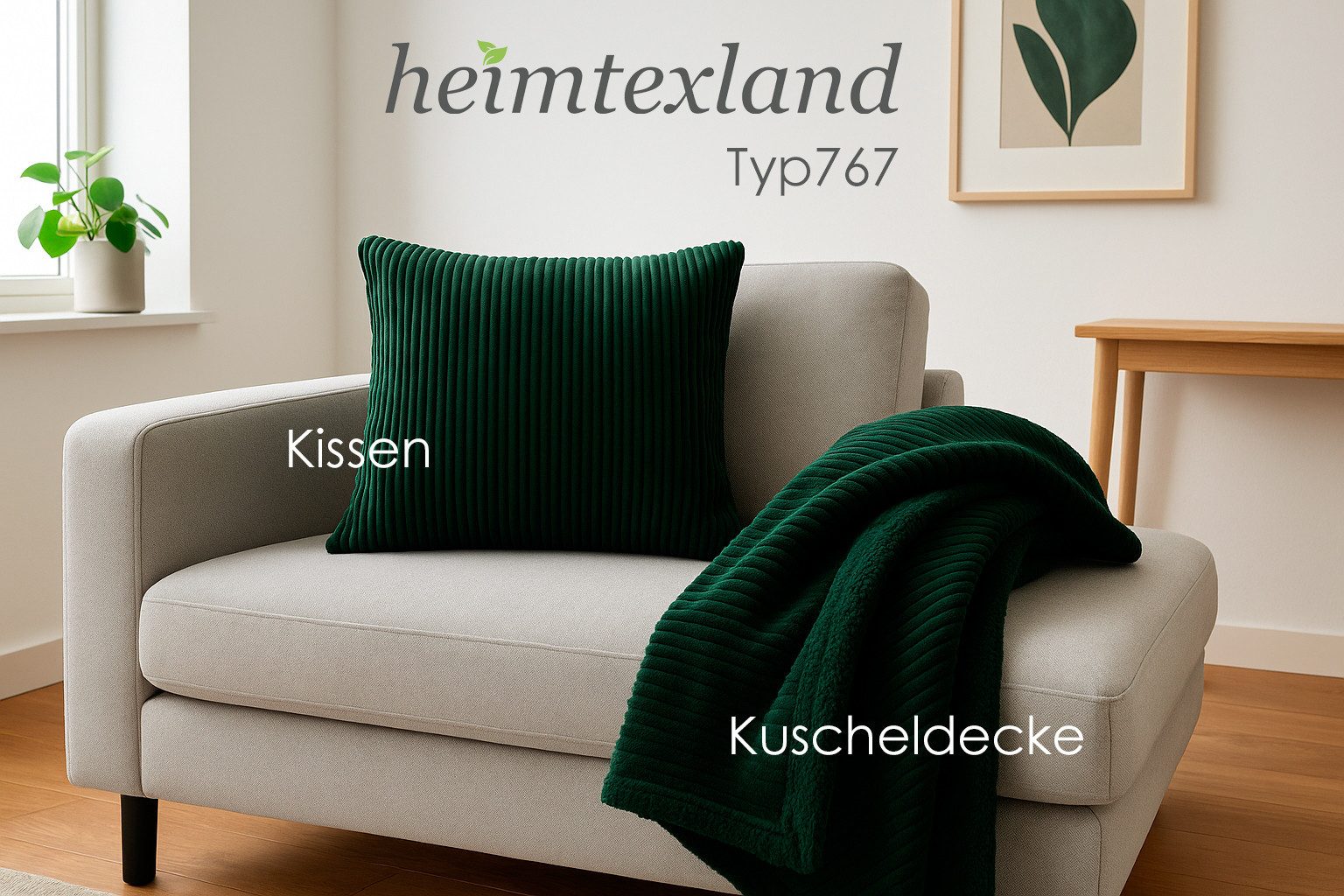 heimtexland Dekokissen Super Soft Cord Kissenbezug Sofakissen Kissenhülle, 45x45 I weich und flauschig I Kuschelkissen Kord I creme – Bild 5 von 5